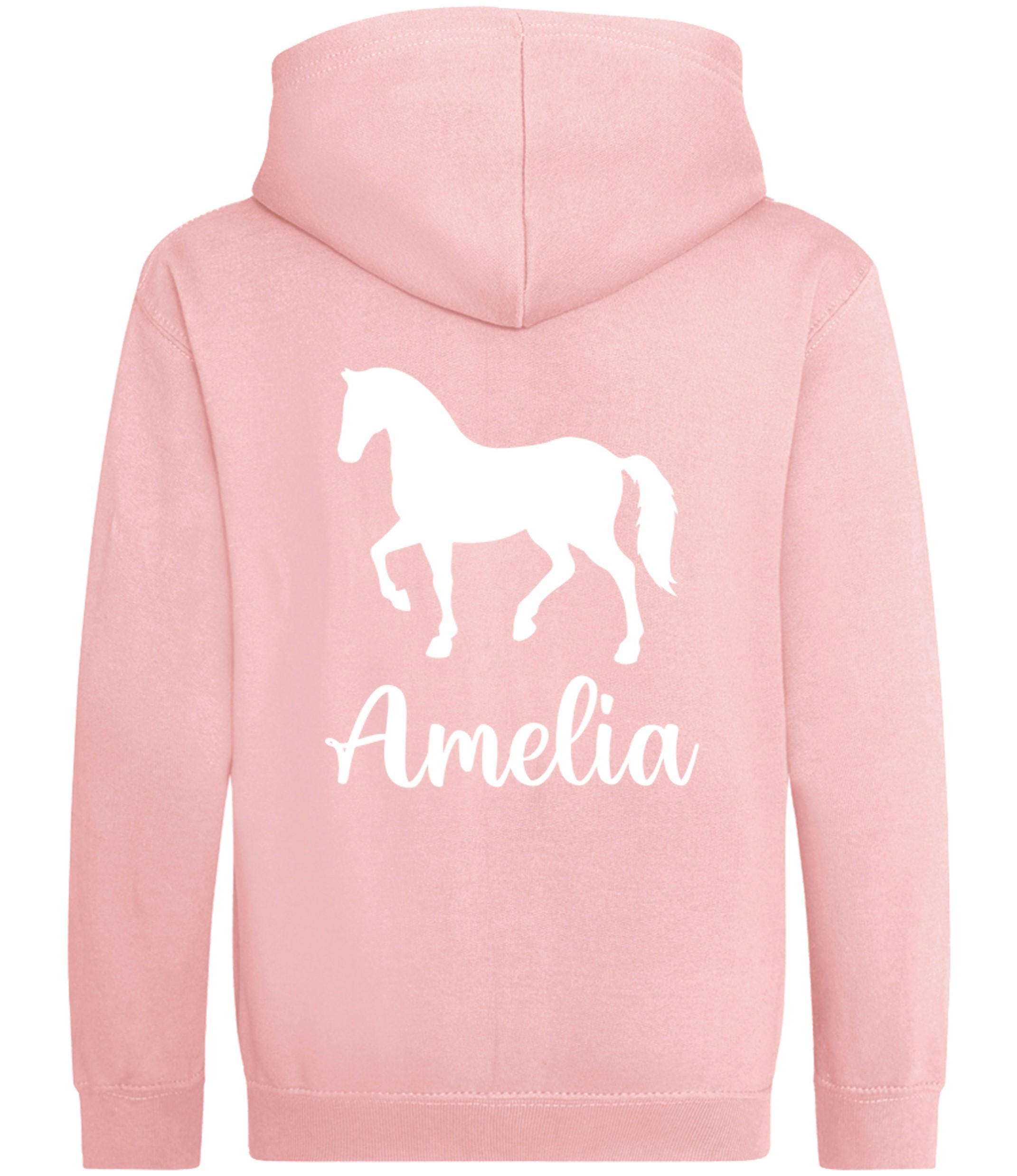 Girls Personalised Name Horse Riding Zip Up Hoodie Pony Rider Club Sweatshirt Jacket