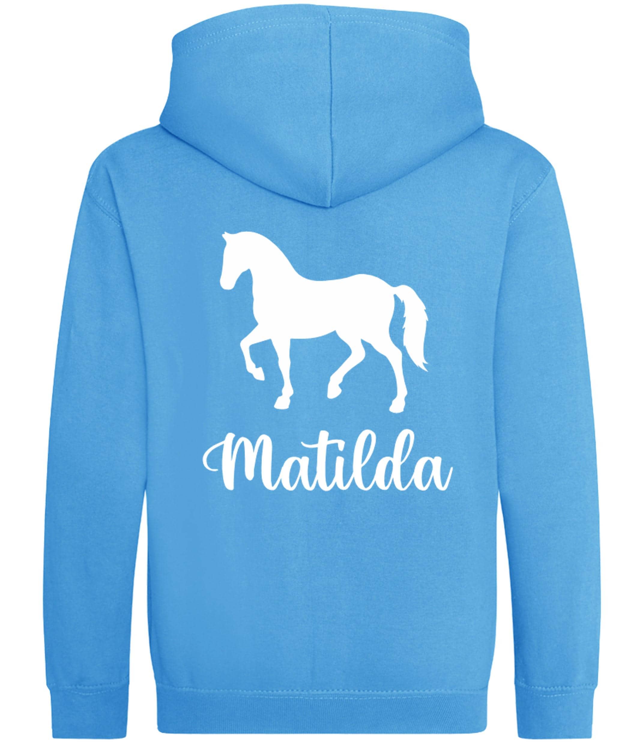 Girls Personalised Name Horse Riding Zip Up Hoodie Pony Rider Club Sweatshirt Jacket