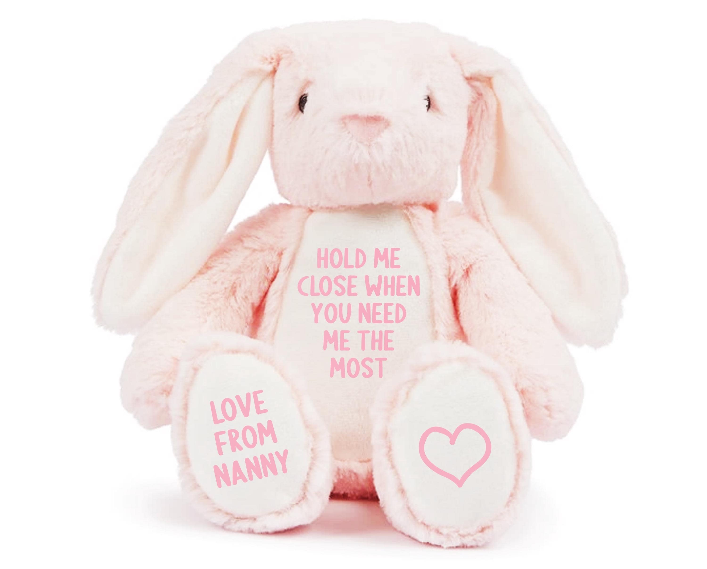Personalised Hold Me Close Keepsake Gift Pink Bunny Rabbit Plush Teddy Cuddly Toy