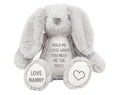 Personalised Hold Me Close Keepsake Gift Grey Bunny Rabbit Plush Teddy Cuddly Toy