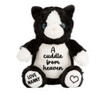 Personalised A Cuddle From Heaven Keepsake Memory Gift Black & White Cat Plush Teddy Bear Cuddly Toy