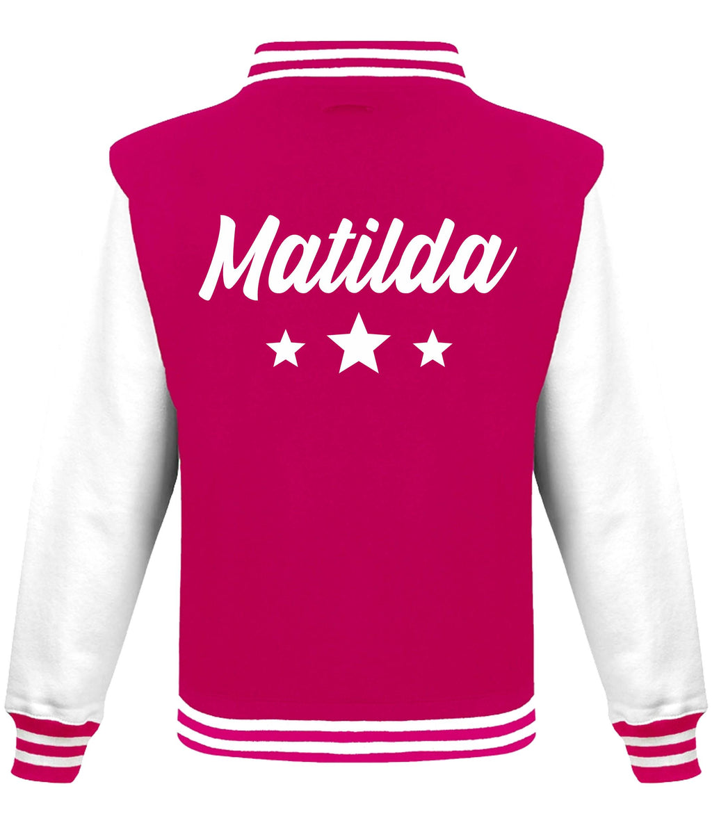 Kids Personalised Name Baseball Stars Varsity Jacket Childrens Custom Letterman College Baseball