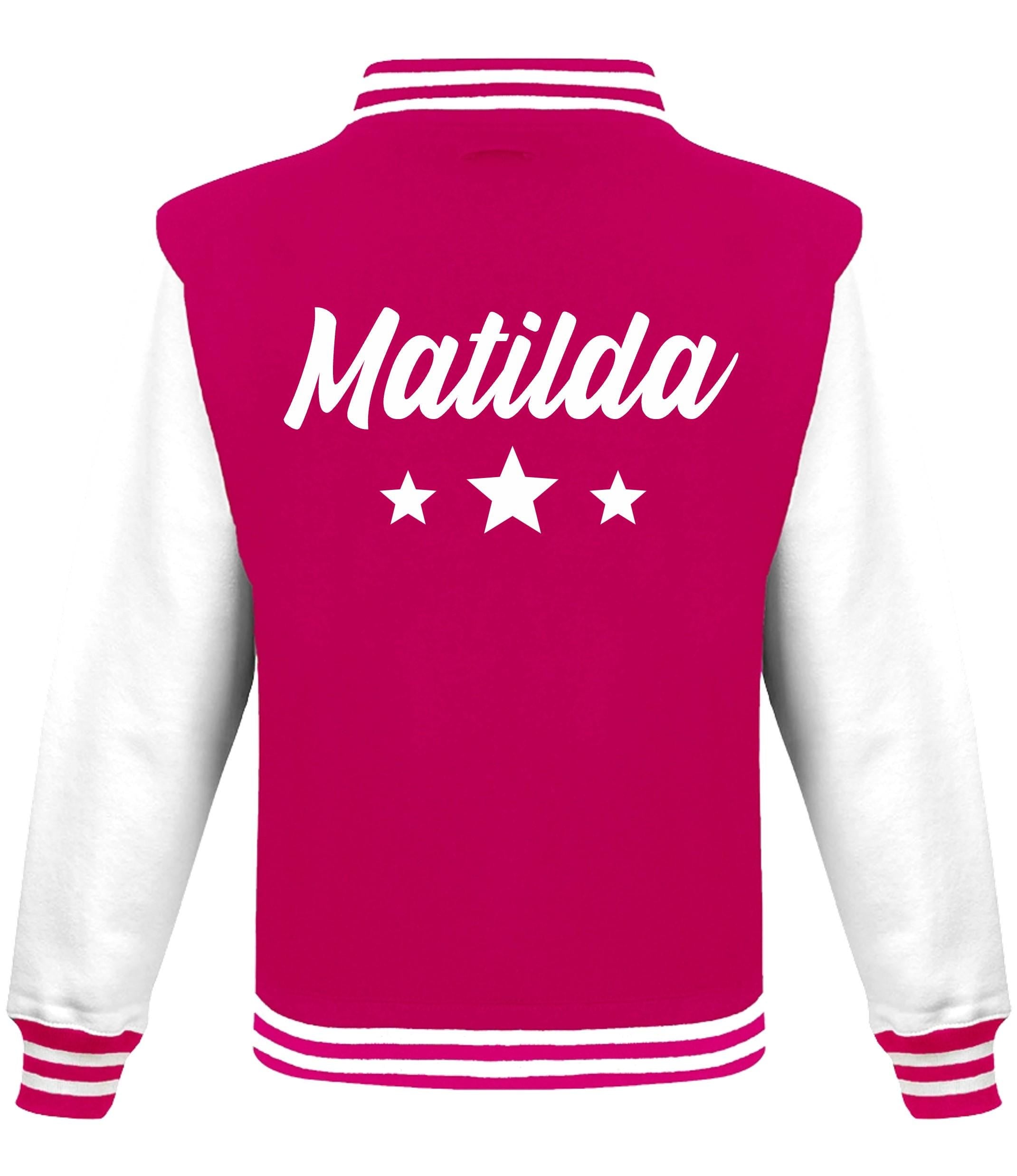 Kids Personalised Name Baseball Stars Varsity Jacket Childrens Custom Letterman College Baseball
