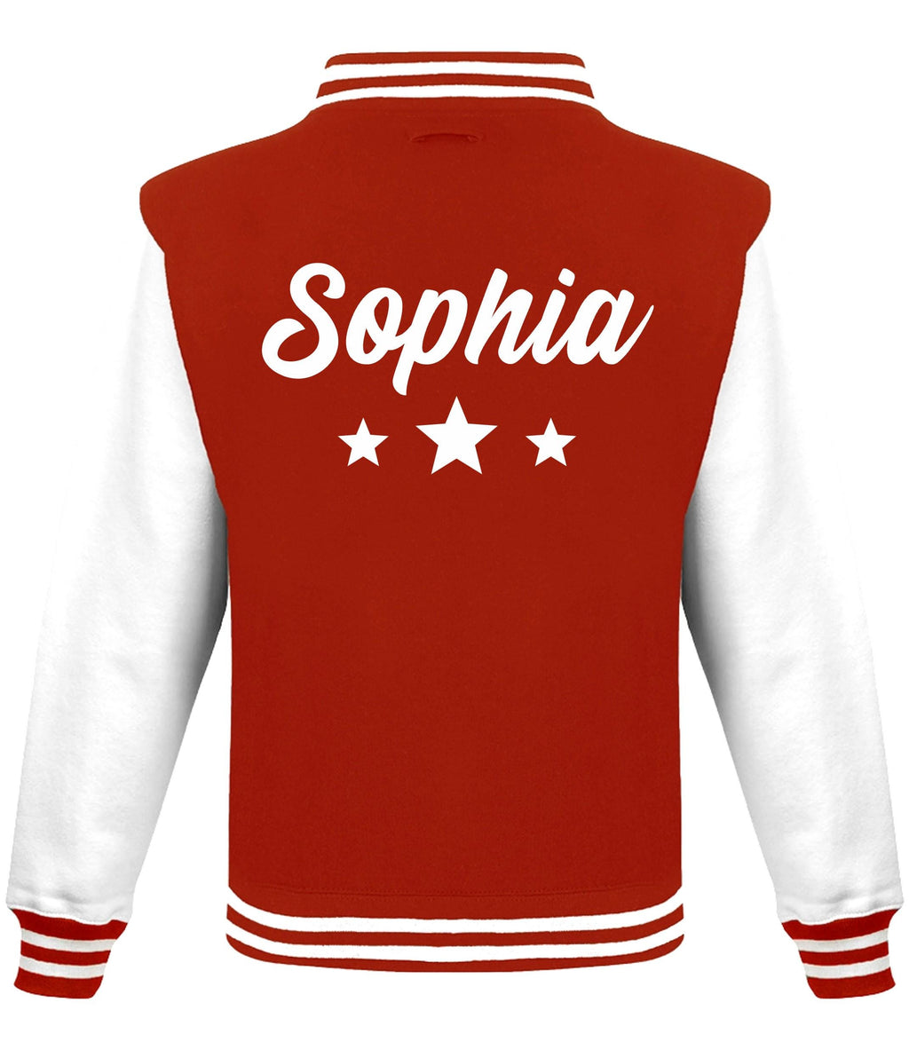 Kids Personalised Name Baseball Stars Varsity Jacket Childrens Custom Letterman College Baseball