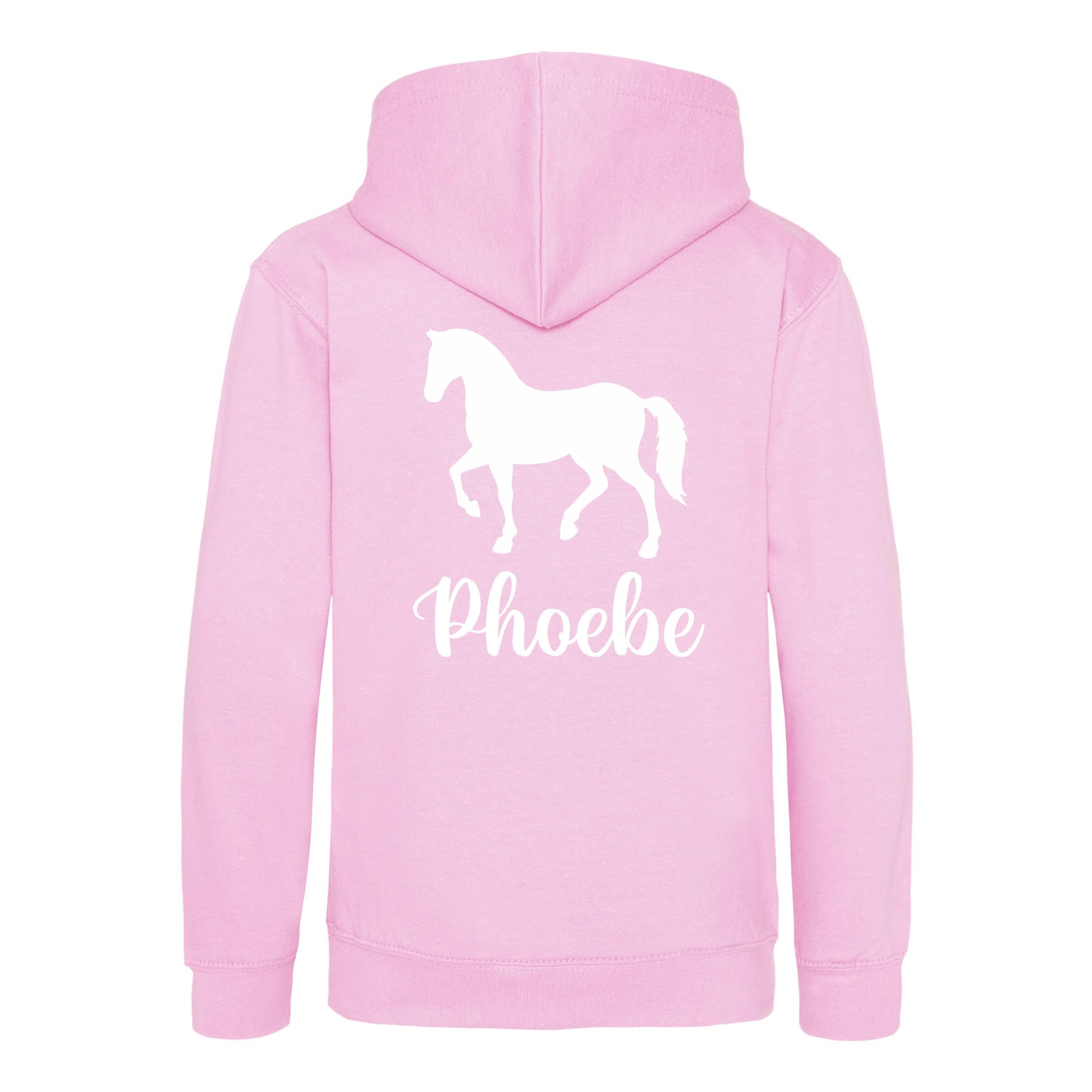 Girls Personalised Name Horse Riding Hoodie Pony Rider Club Sweatshirt Jacket