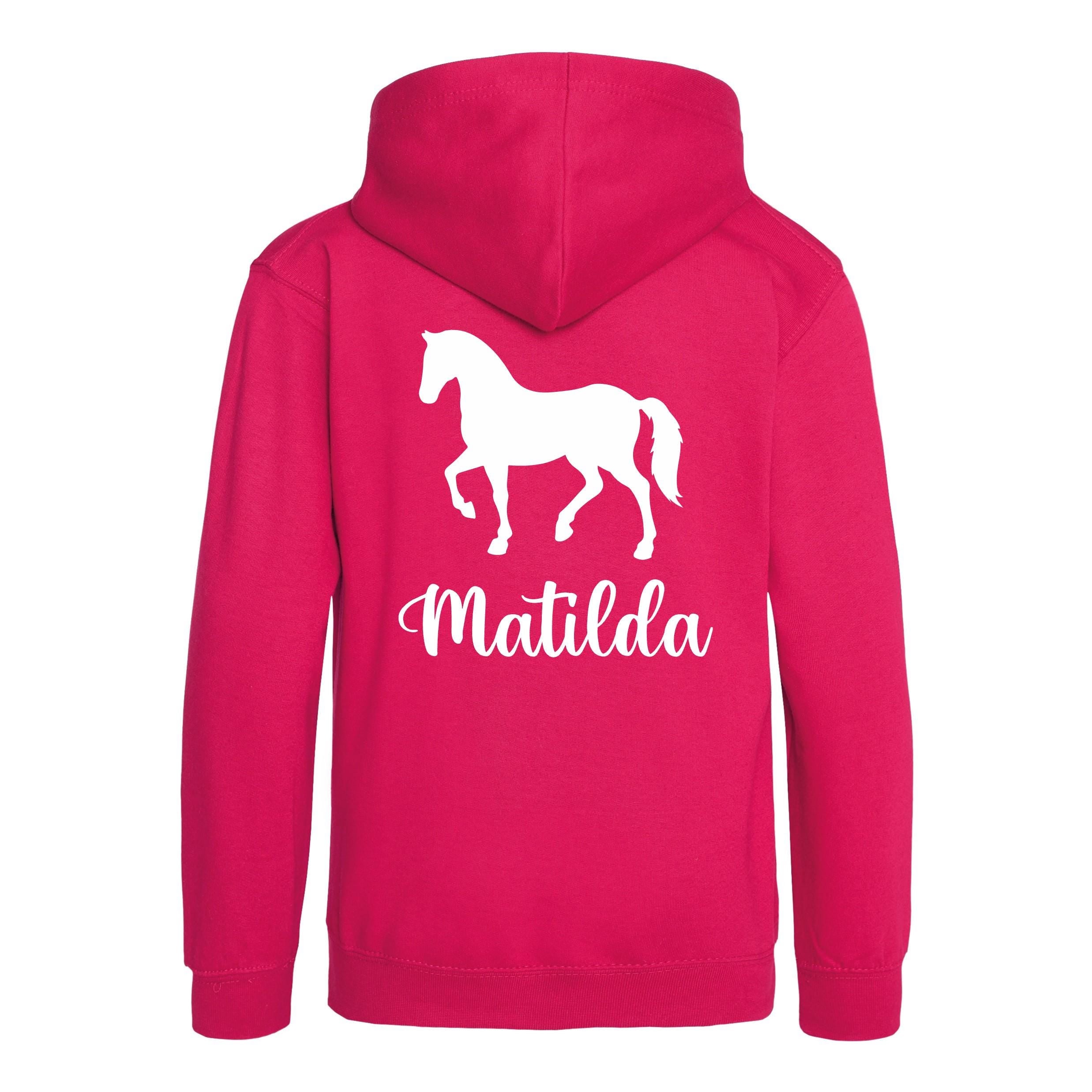 Girls Personalised Name Horse Riding Hoodie Pony Rider Club Sweatshirt Jacket