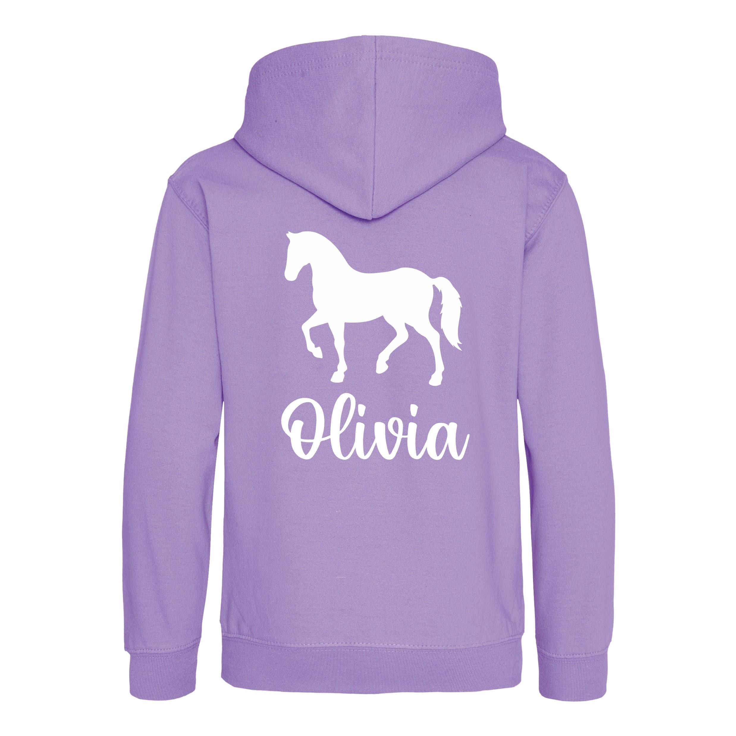 Girls Personalised Name Horse Riding Hoodie Pony Rider Club Sweatshirt Jacket