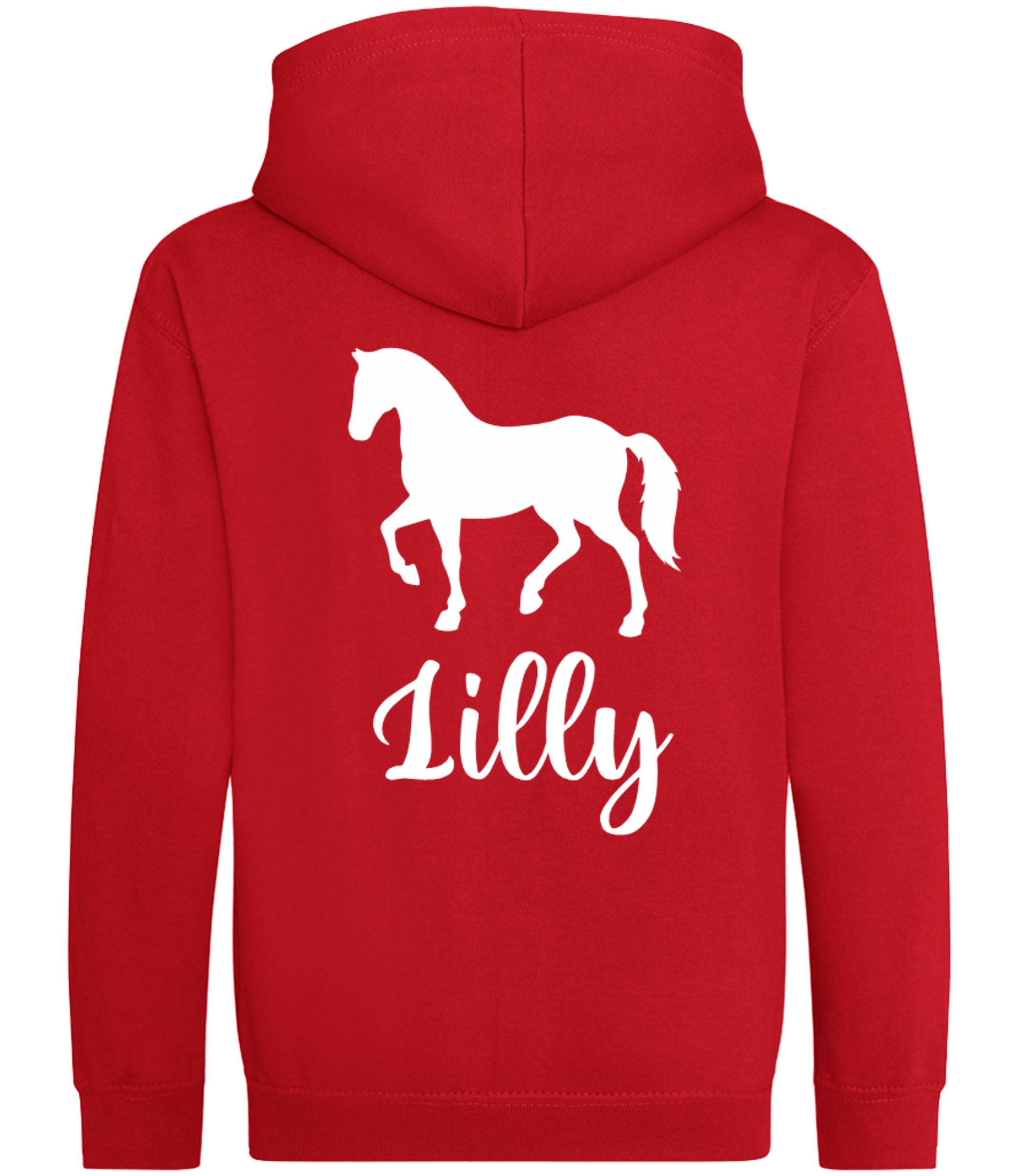 Girls Personalised Name Horse Riding Zip Up Hoodie Pony Rider Club Sweatshirt Jacket