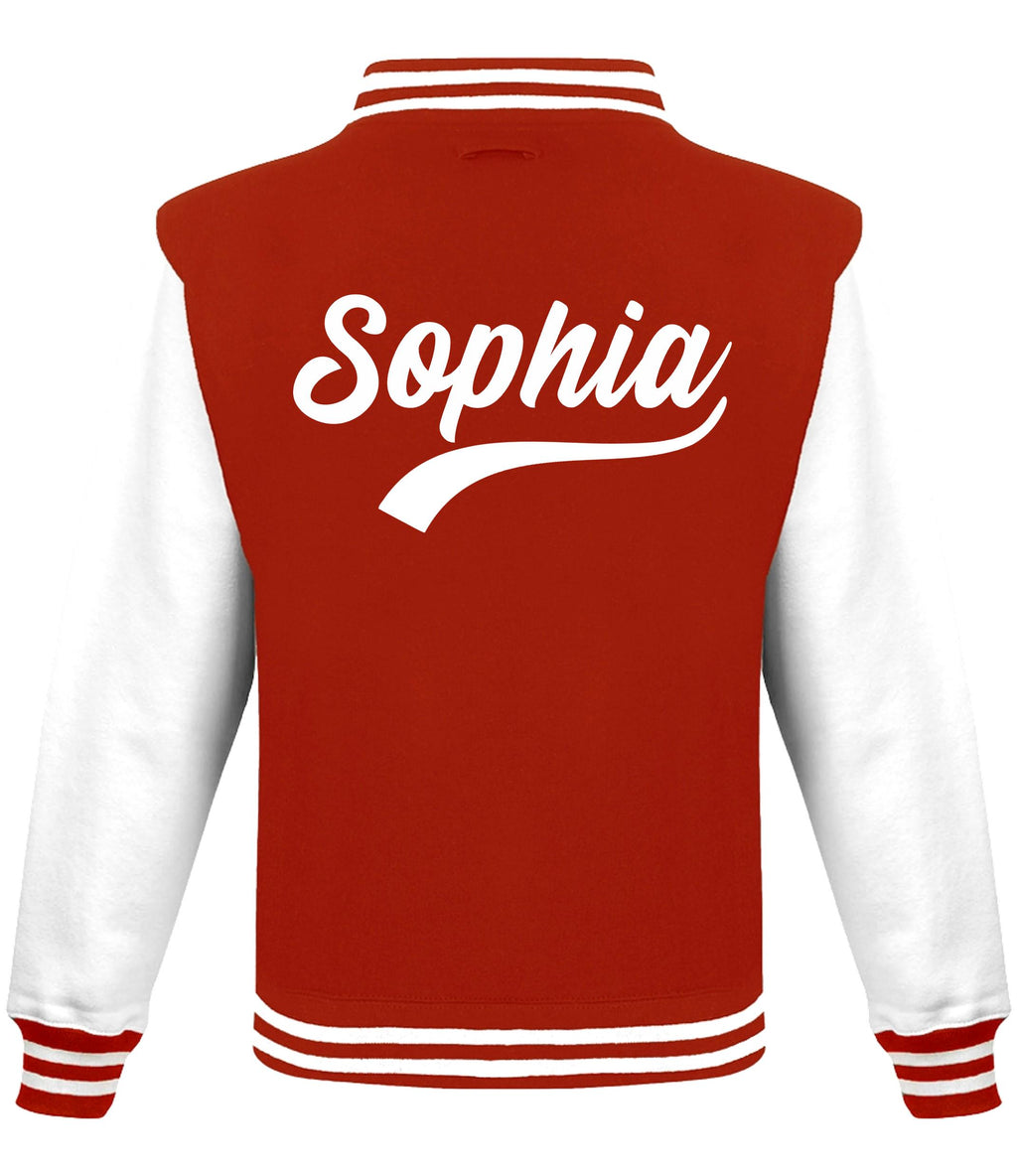 Kids Personalised Name Baseball Varsity Jacket Childrens Custom Letterman College Baseball