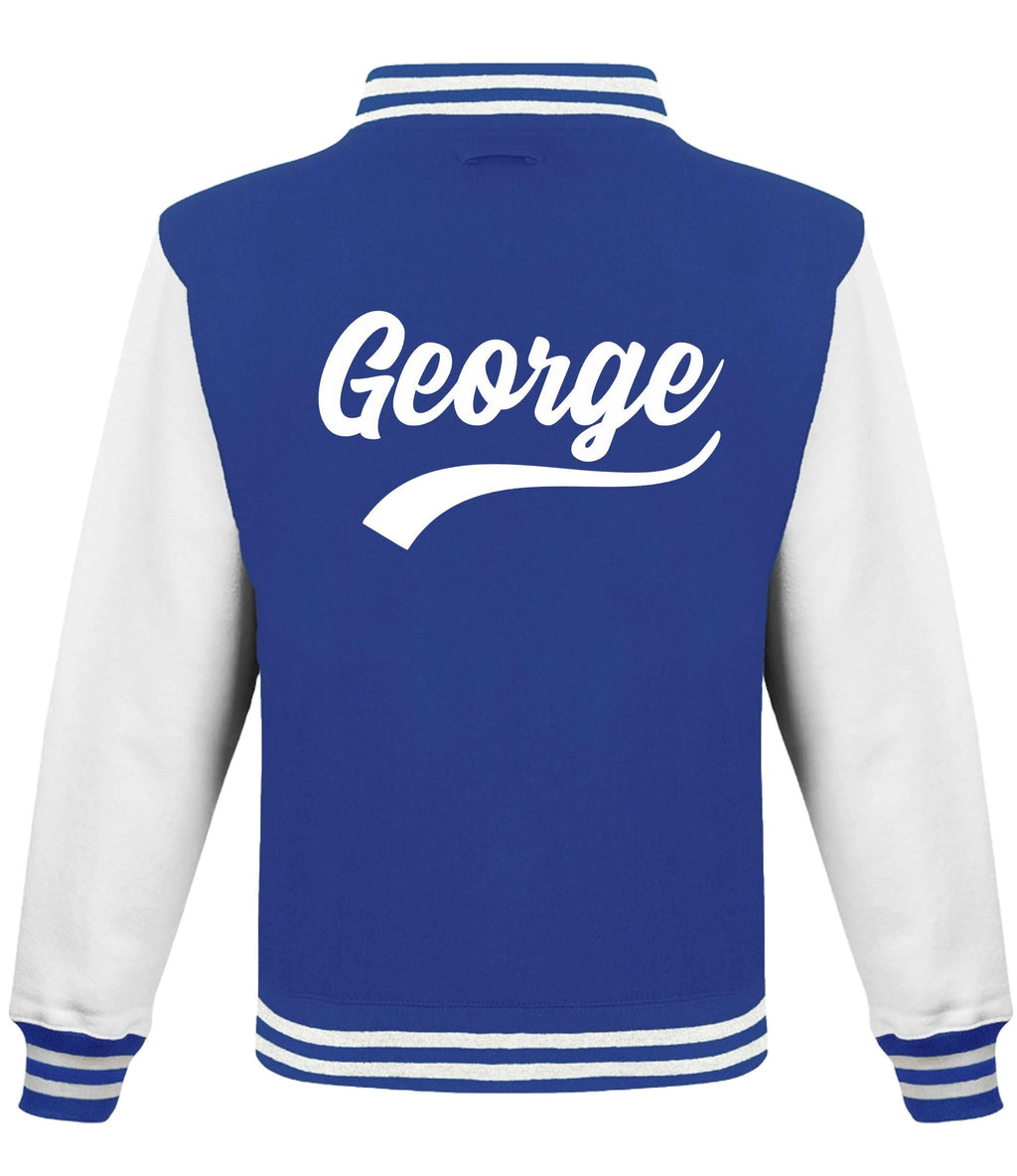 Kids Personalised Name Baseball Varsity Jacket Childrens Custom Letterman College Baseball