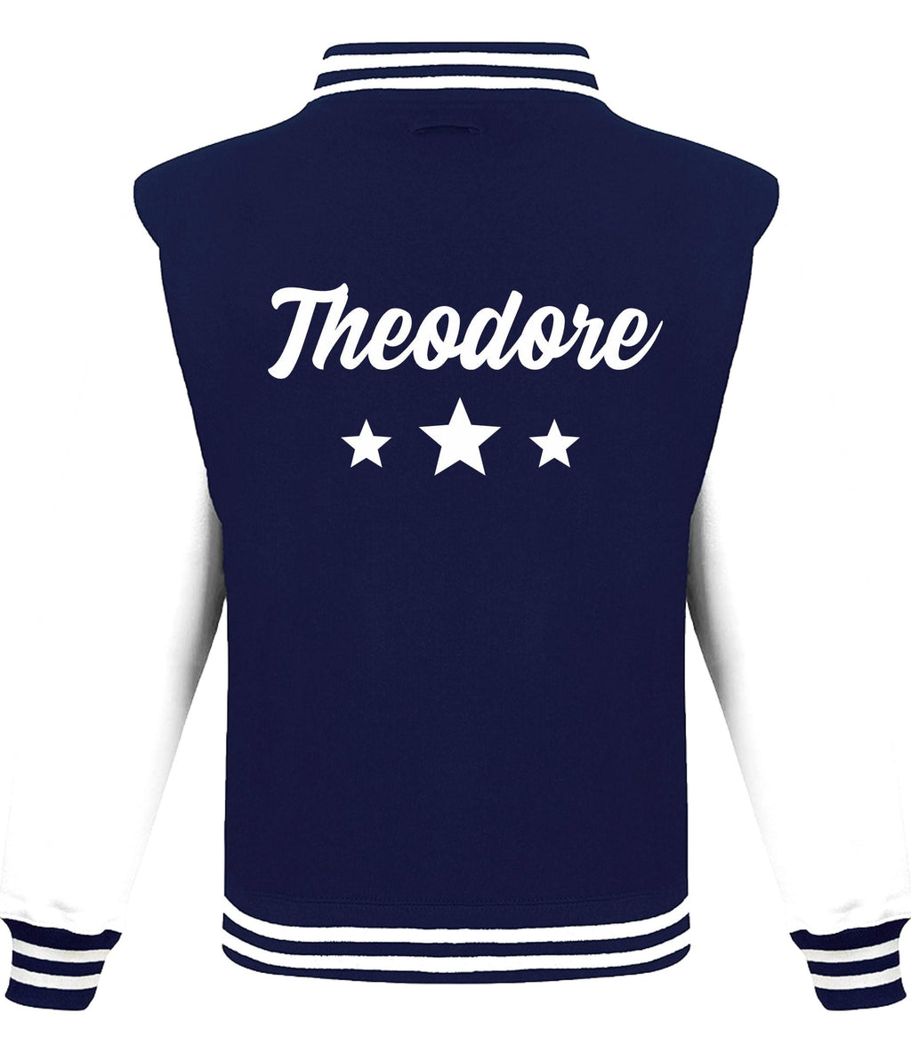Kids Personalised Name Baseball Stars Varsity Jacket Childrens Custom Letterman College Baseball