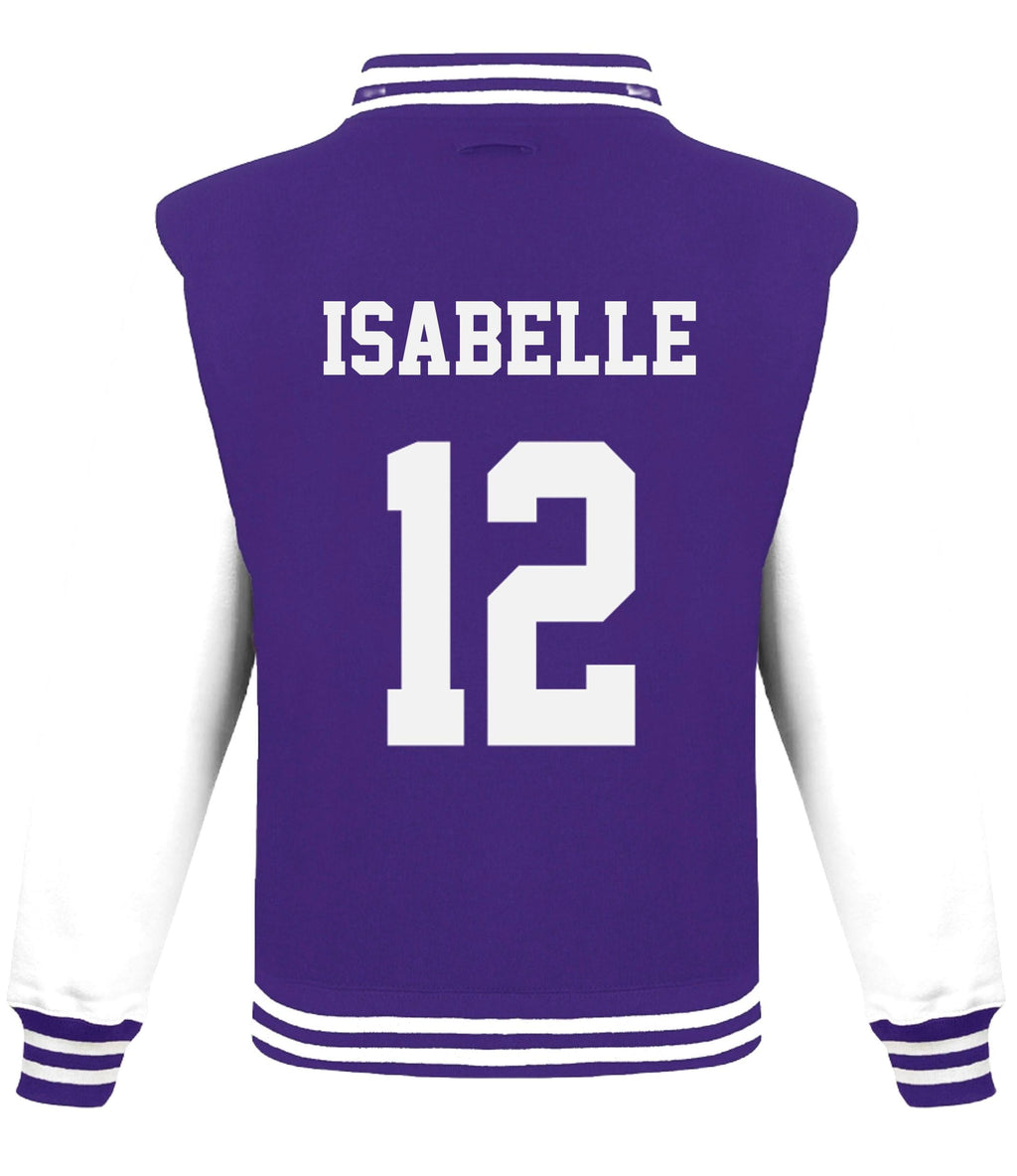 Kids Personalised Football Team Name & Number Varsity Jacket Baseball Club College Letterman