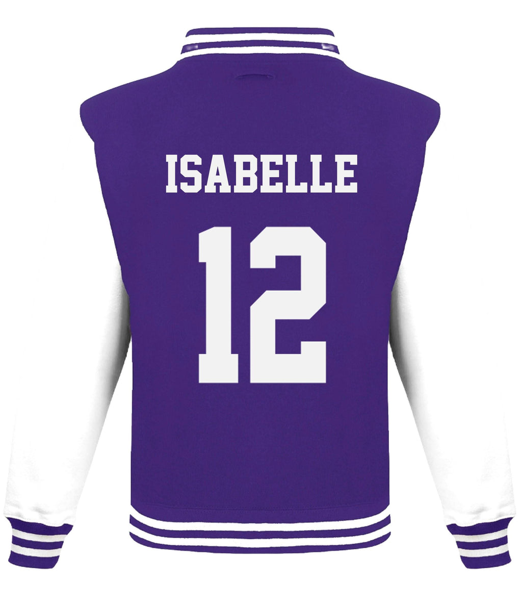 Kids Personalised Football Team Name & Number Varsity Jacket Baseball Club College Letterman
