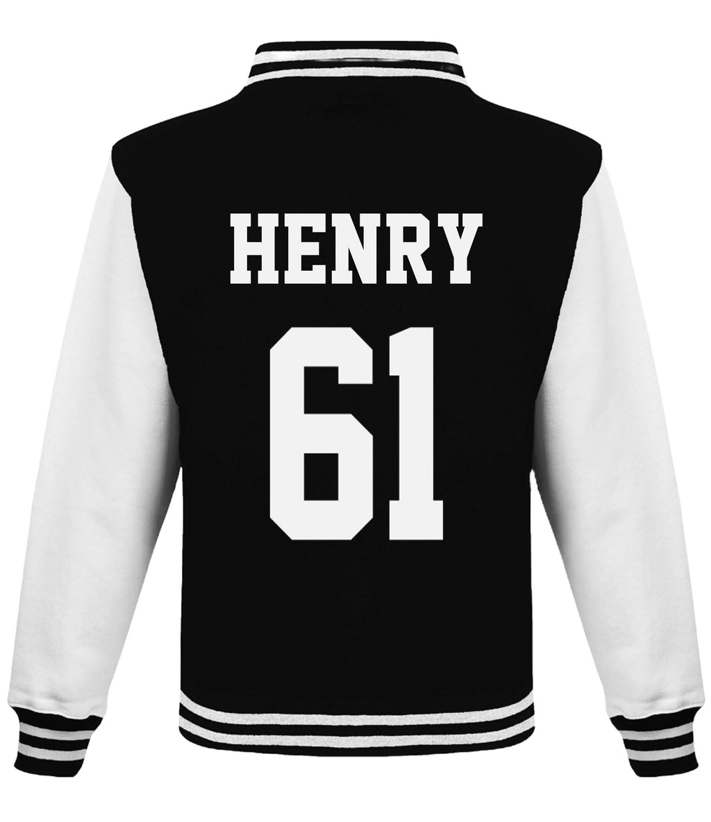 Kids Personalised Football Team Name & Number Varsity Jacket Baseball Club College Letterman