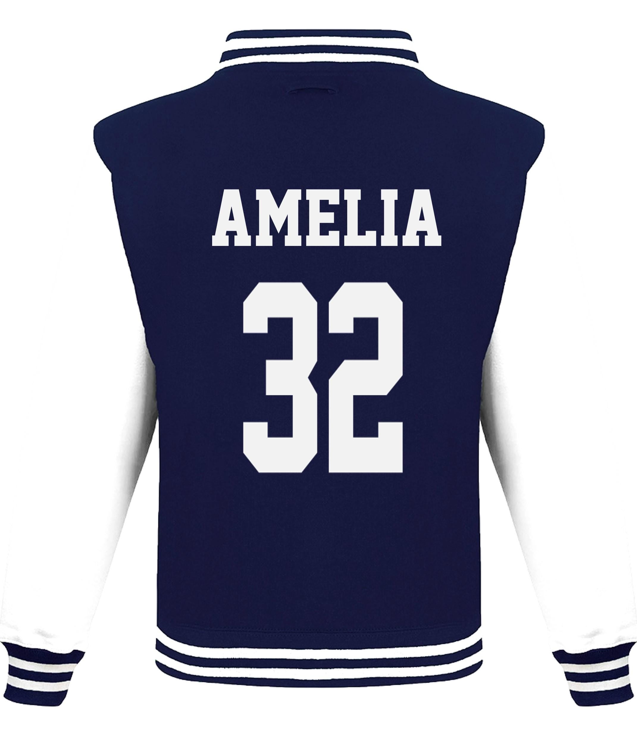 Kids Personalised Football Team Name & Number Varsity Jacket Baseball Club College Letterman