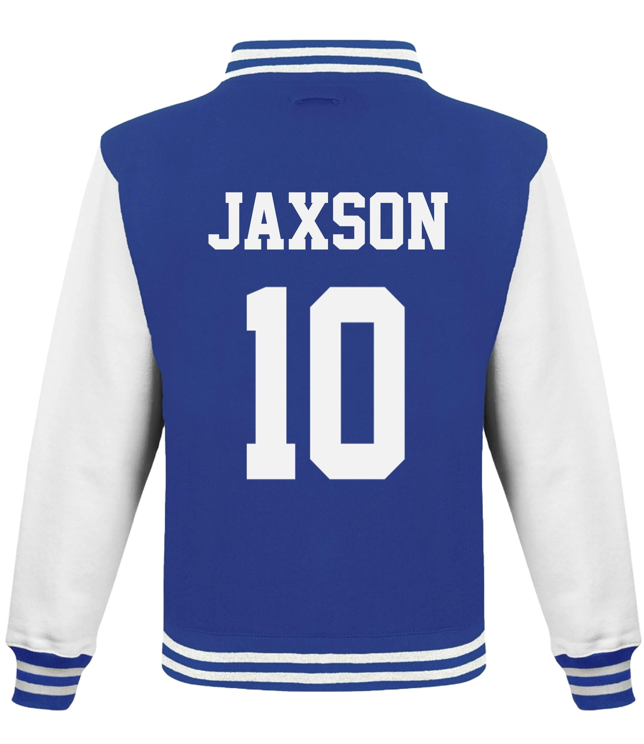 Kids Personalised Football Team Name & Number Varsity Jacket Baseball Club College Letterman