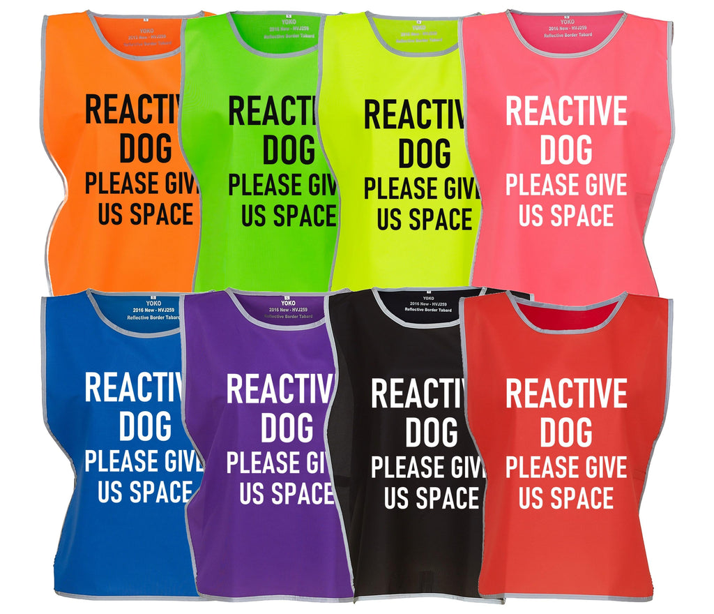 Kids & Adults Reactive Dog Hi-Vis Tabard Waistcoat Reflective Walking Safety Vest