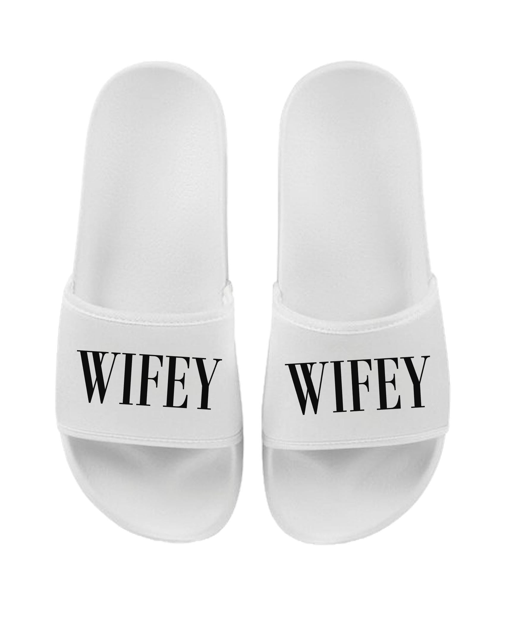 HUBBY & WIFEY Matching Sliders Newlyweds Honeymoon Slippers Gift