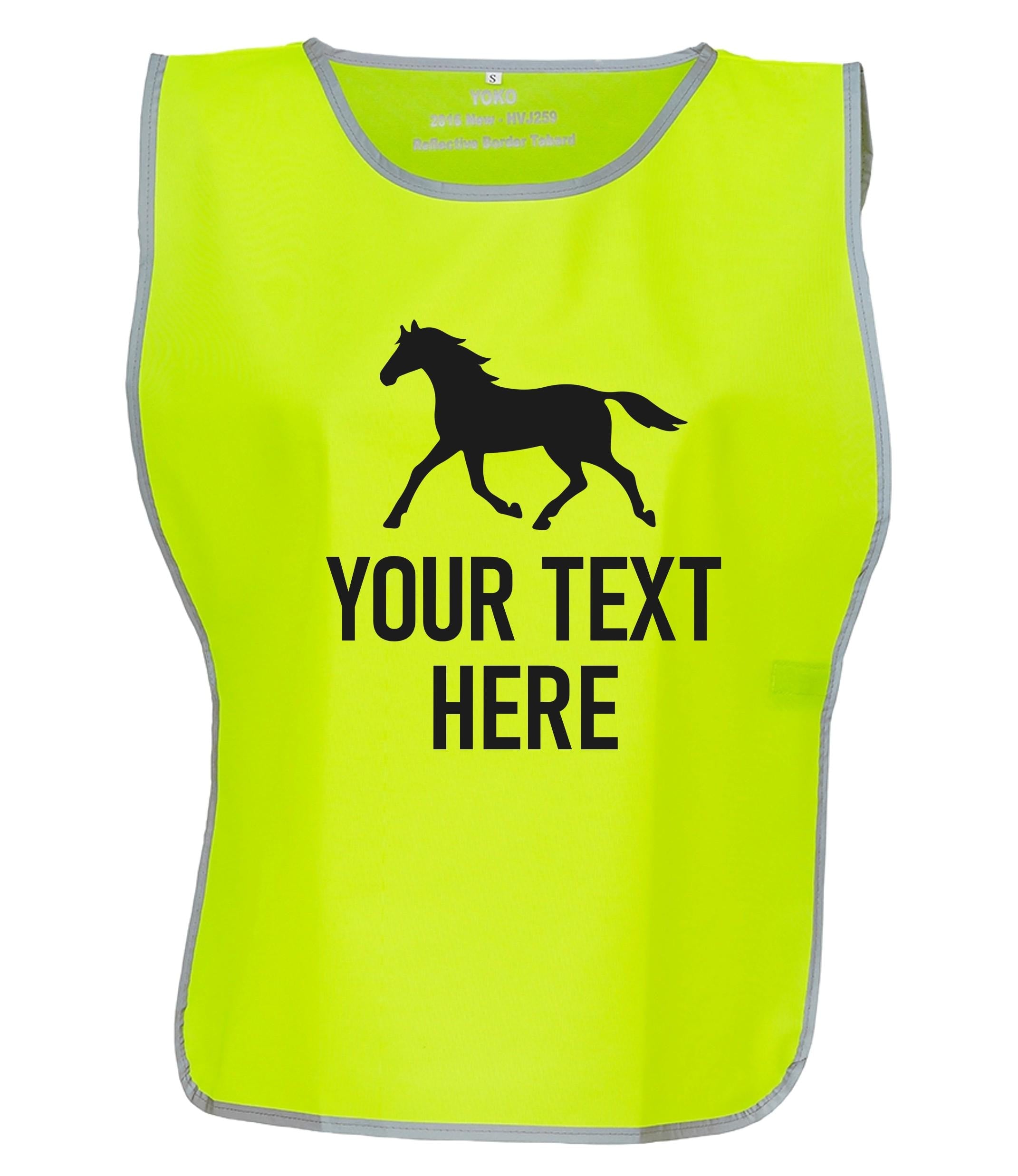 Personalised Kids & Adults Horse Riding Hi-Vis Tabard Waistcoat Reflective Safety Vest