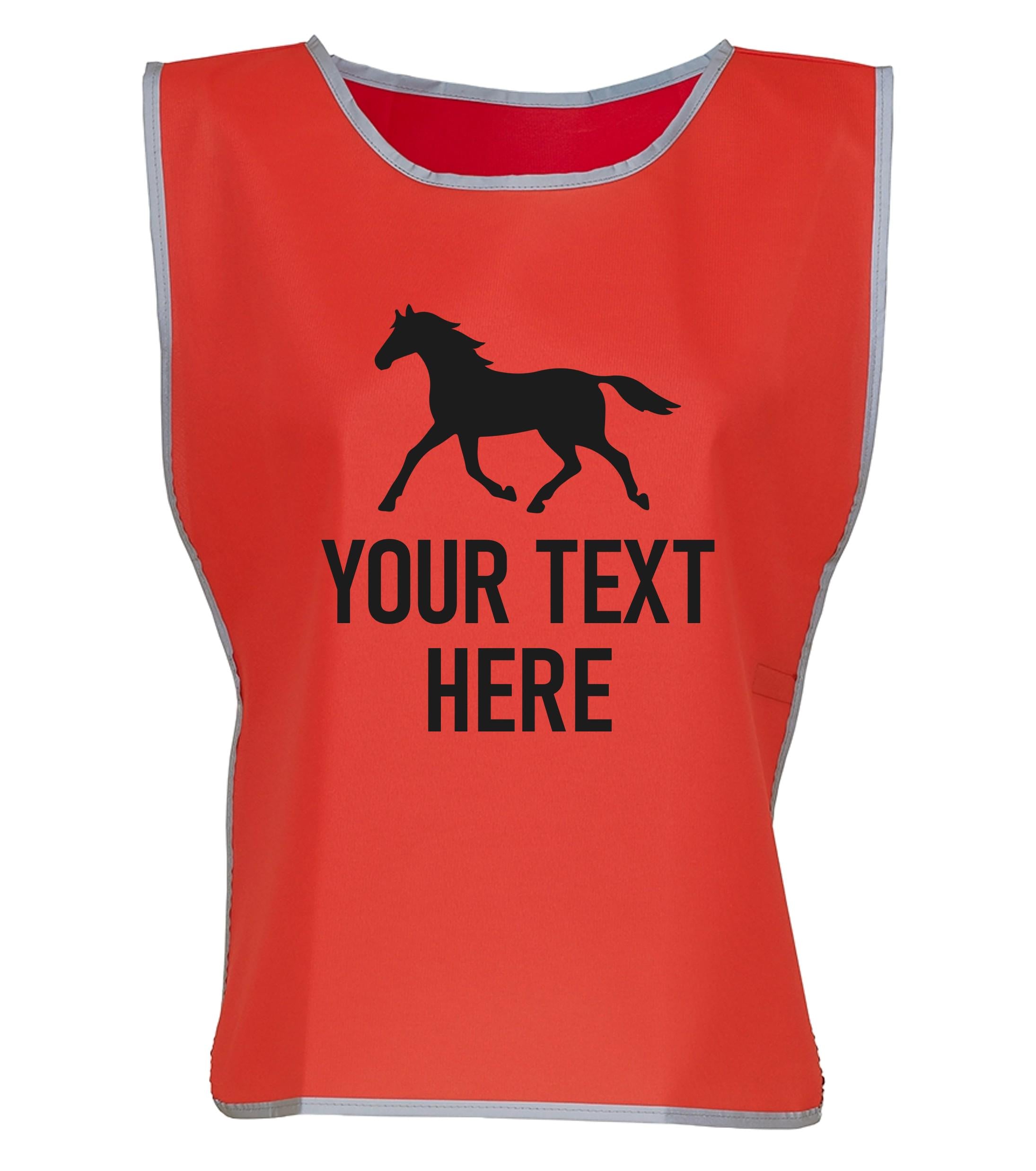 Personalised Kids & Adults Horse Riding Hi-Vis Tabard Waistcoat Reflective Safety Vest