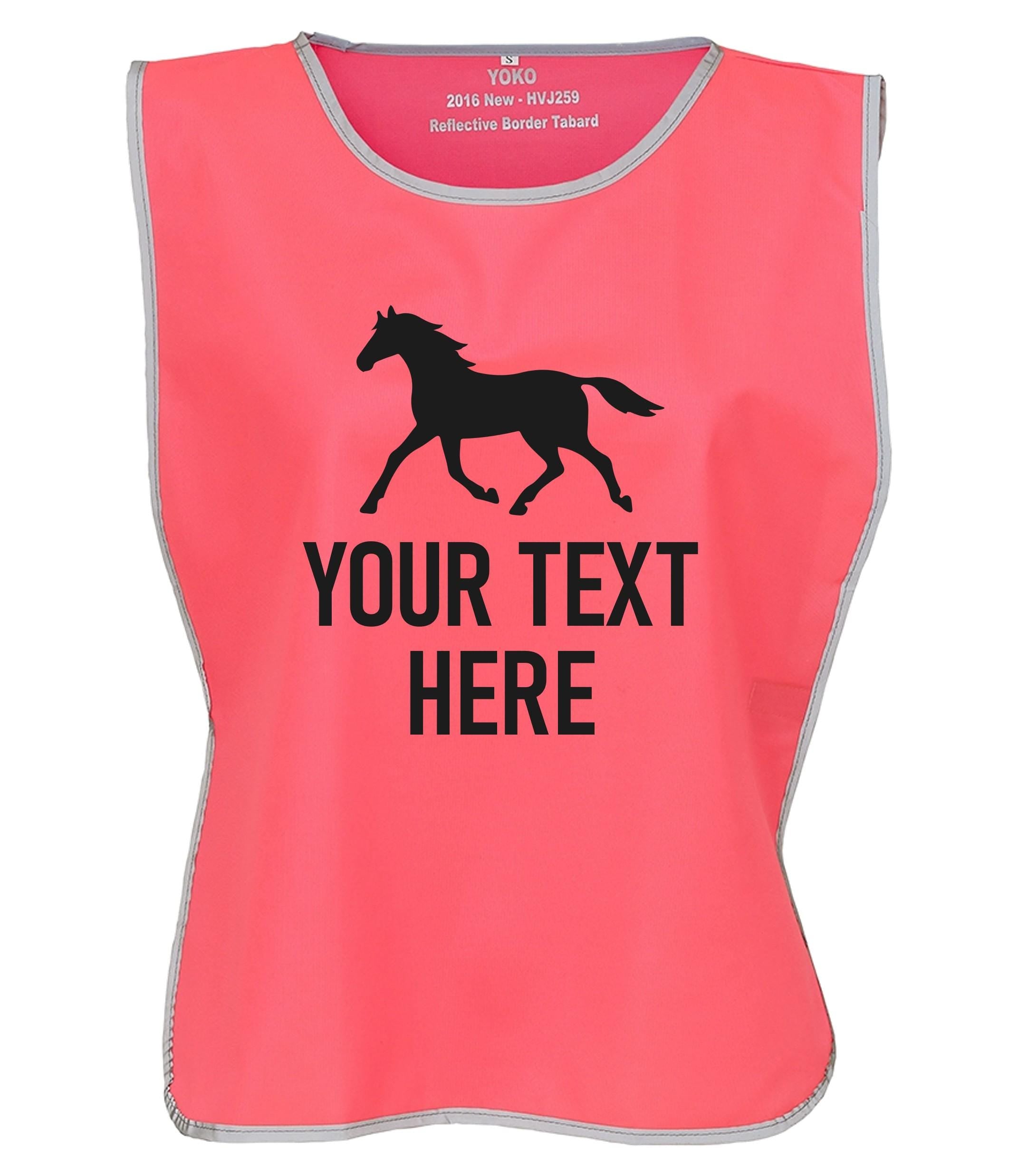 Personalised Kids & Adults Horse Riding Hi-Vis Tabard Waistcoat Reflective Safety Vest