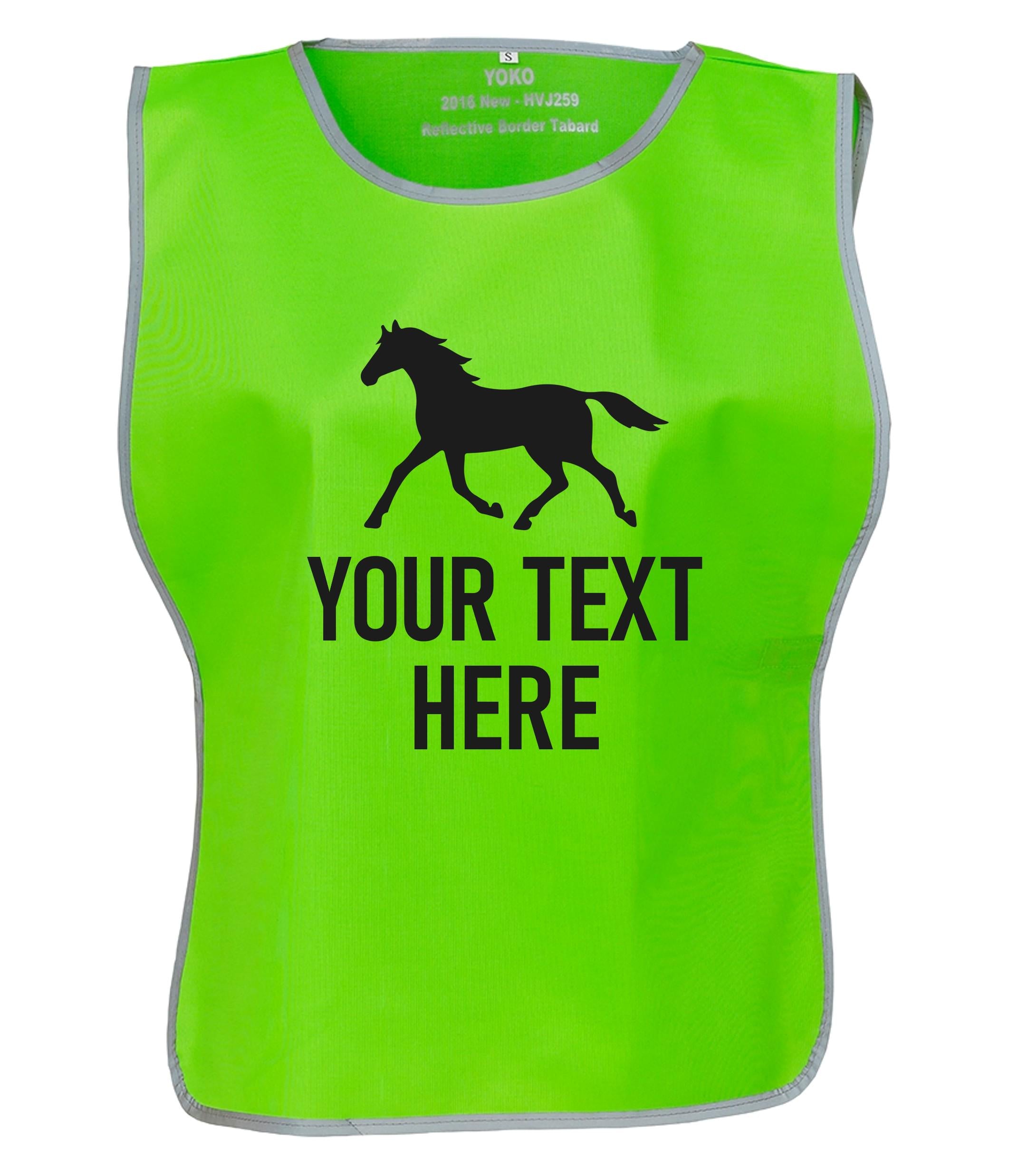Personalised Kids & Adults Horse Riding Hi-Vis Tabard Waistcoat Reflective Safety Vest