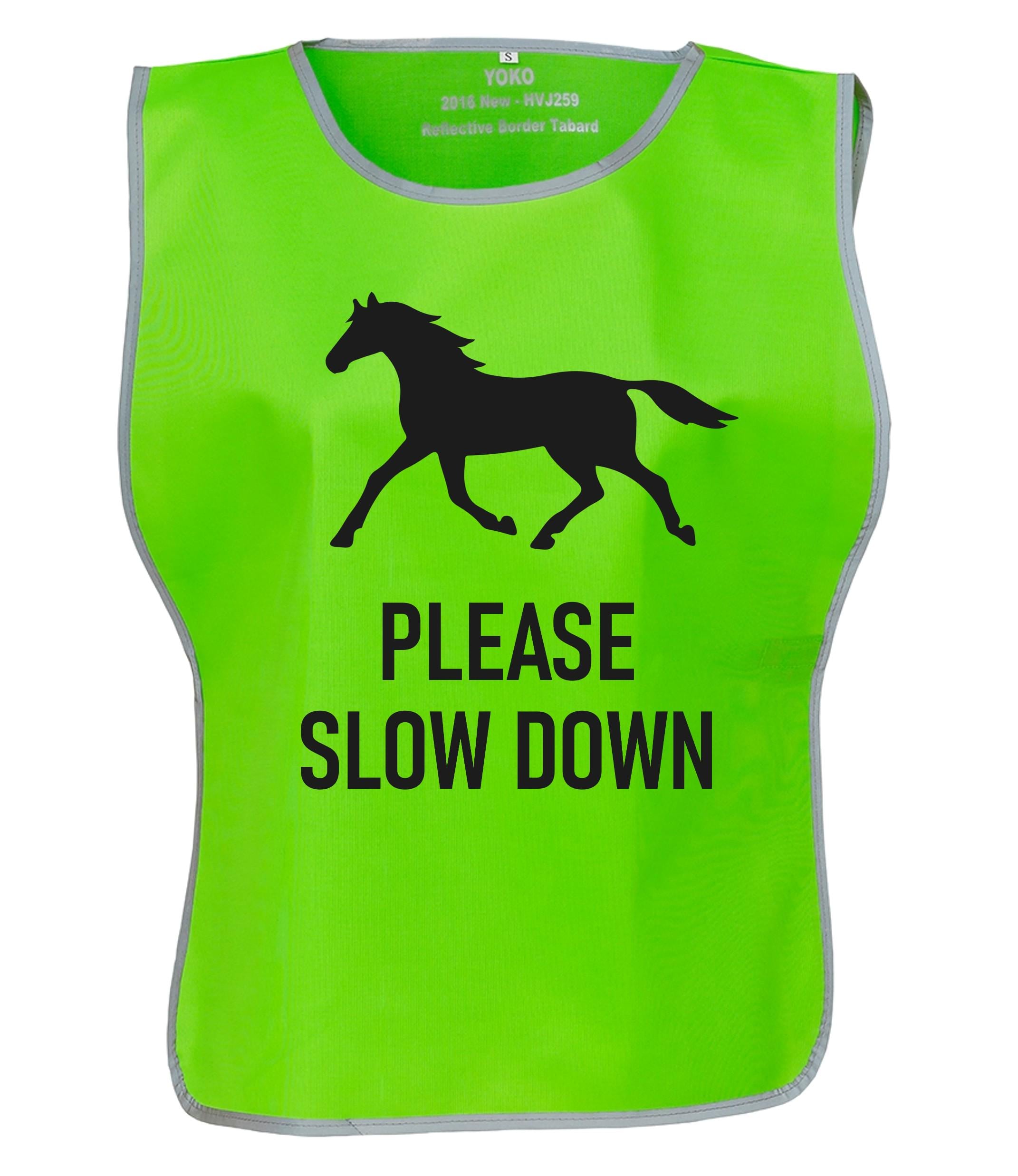 Kids & Adults Horse Riding Please Slow Down Hi-Vis Tabard Waistcoat Reflective Safety Vest