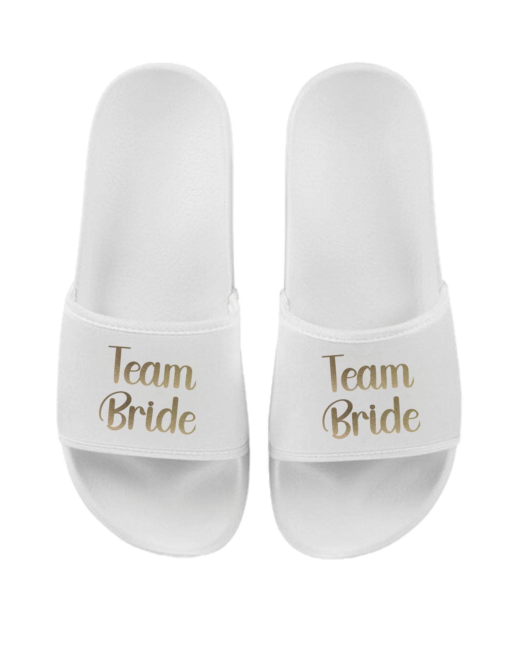 Bride, Bridesmaid, Maid of Honour, Team Bride Matching Sliders Hen Do Wedding Party Slippers