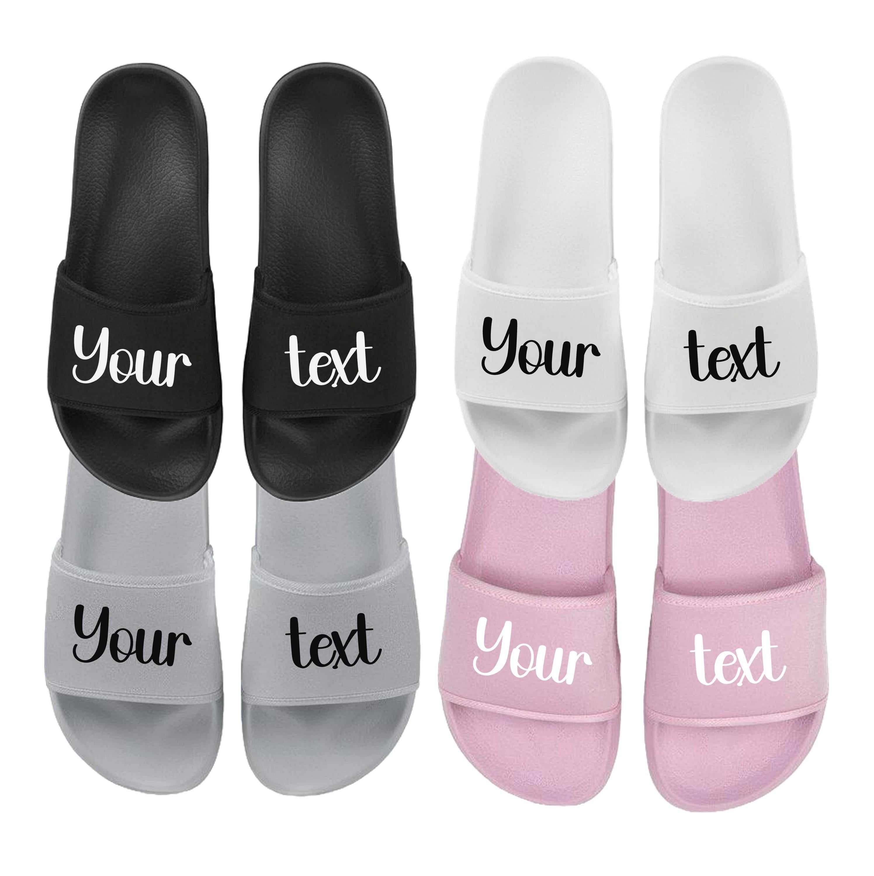 Personalised Sliders Custom Your Text Shoes Sandals Slippers Gift