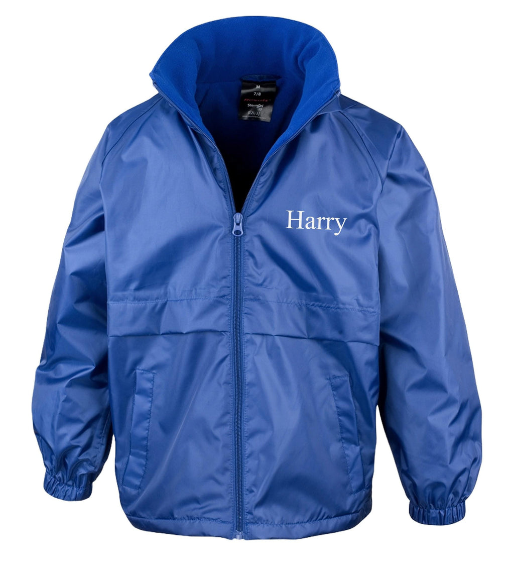 Personalised Kids Microfleece Lined Waterproof & Windproof Jacket Custom Text Initials Football Club Team School Coat
