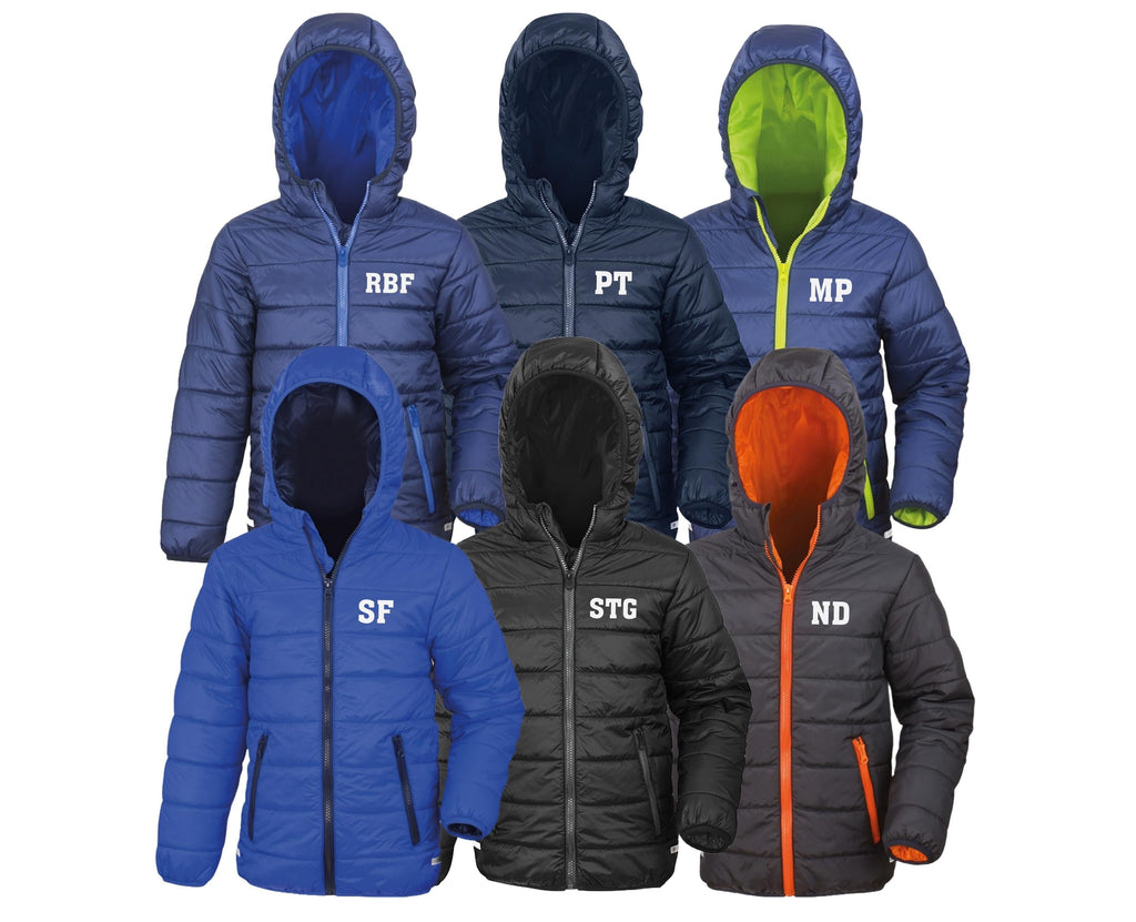 Personalised Kids Padded Puffer Jacket Showerproof & Windproof Custom Text Initials School Coat