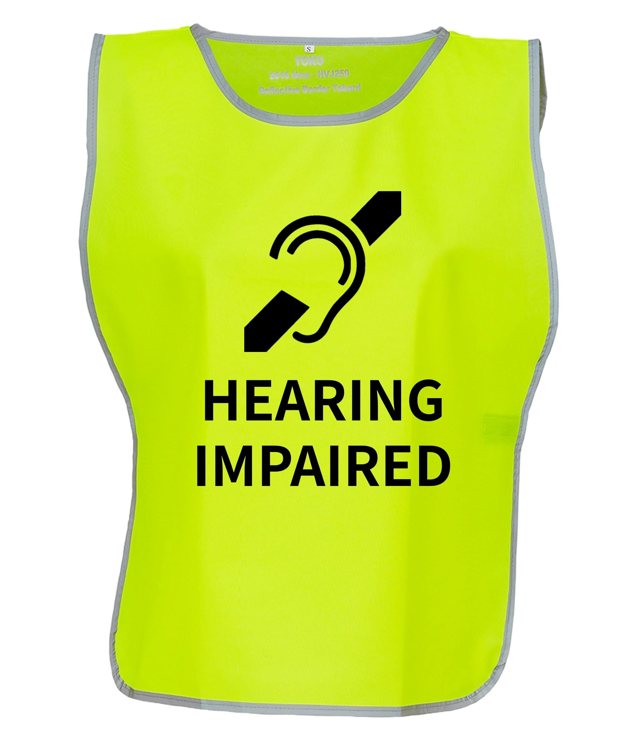 Kids & Adults Hearing Impaired Hi-Vis Tabard Waistcoat Reflective Safety Vest
