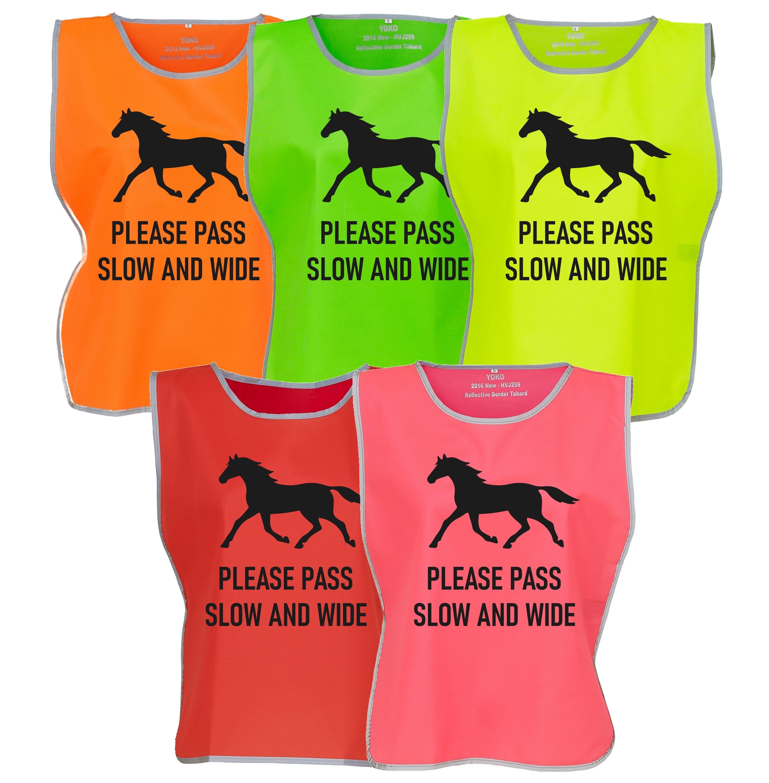 Kids & Adults Horse Riding Please Pass Slow And Wide Hi-Vis Tabard Waistcoat Reflective Safety Vest