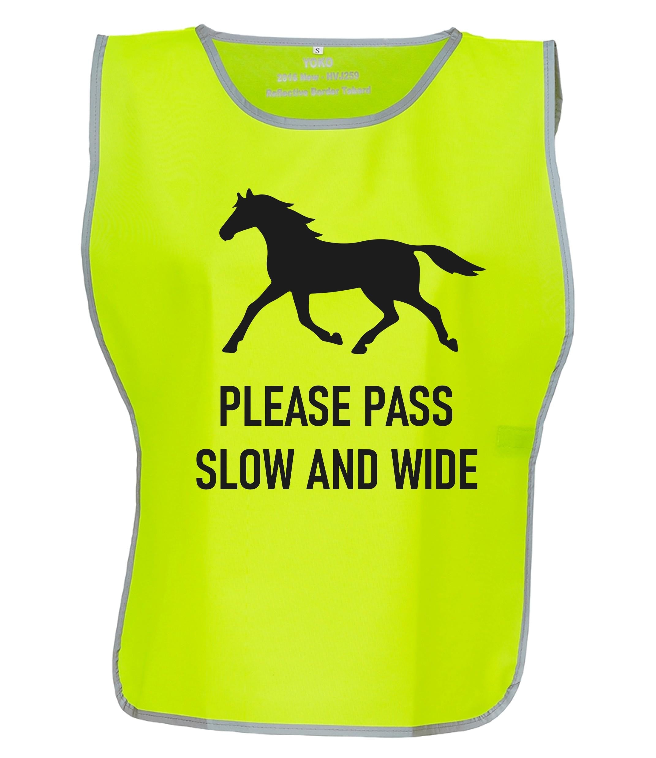 Kids & Adults Horse Riding Please Pass Slow And Wide Hi-Vis Tabard Waistcoat Reflective Safety Vest