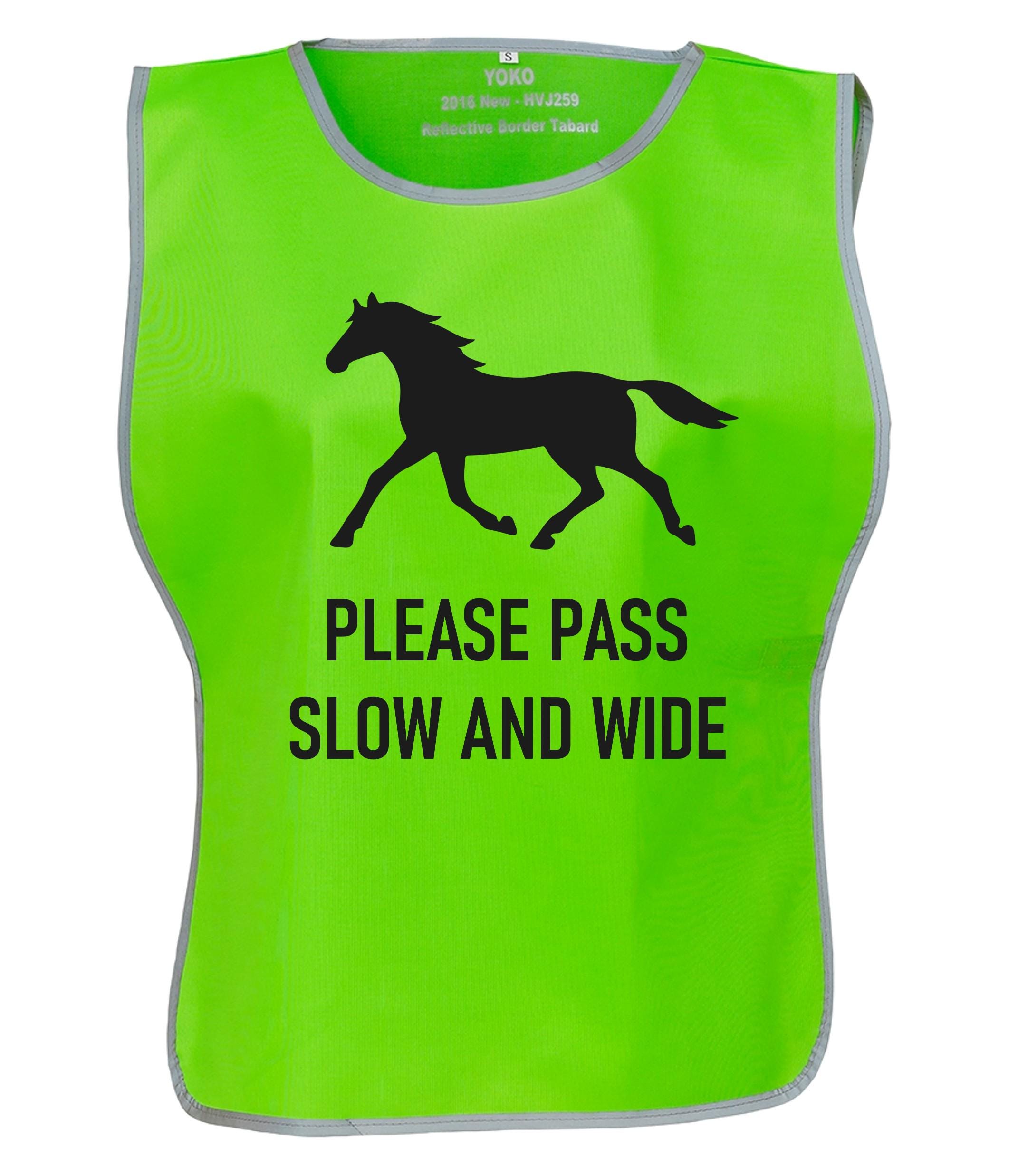 Kids & Adults Horse Riding Please Pass Slow And Wide Hi-Vis Tabard Waistcoat Reflective Safety Vest