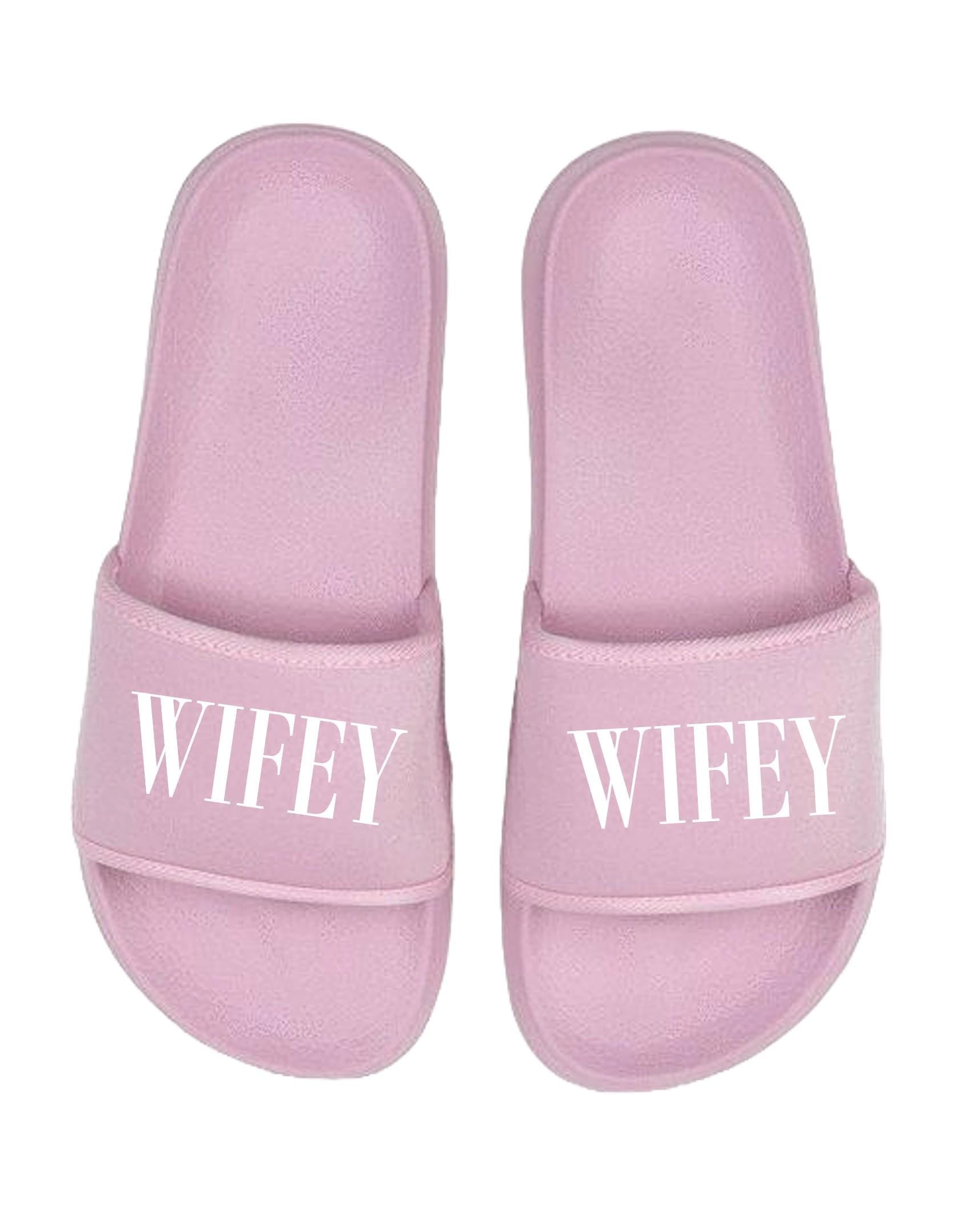 HUBBY & WIFEY Matching Sliders Newlyweds Honeymoon Slippers Gift