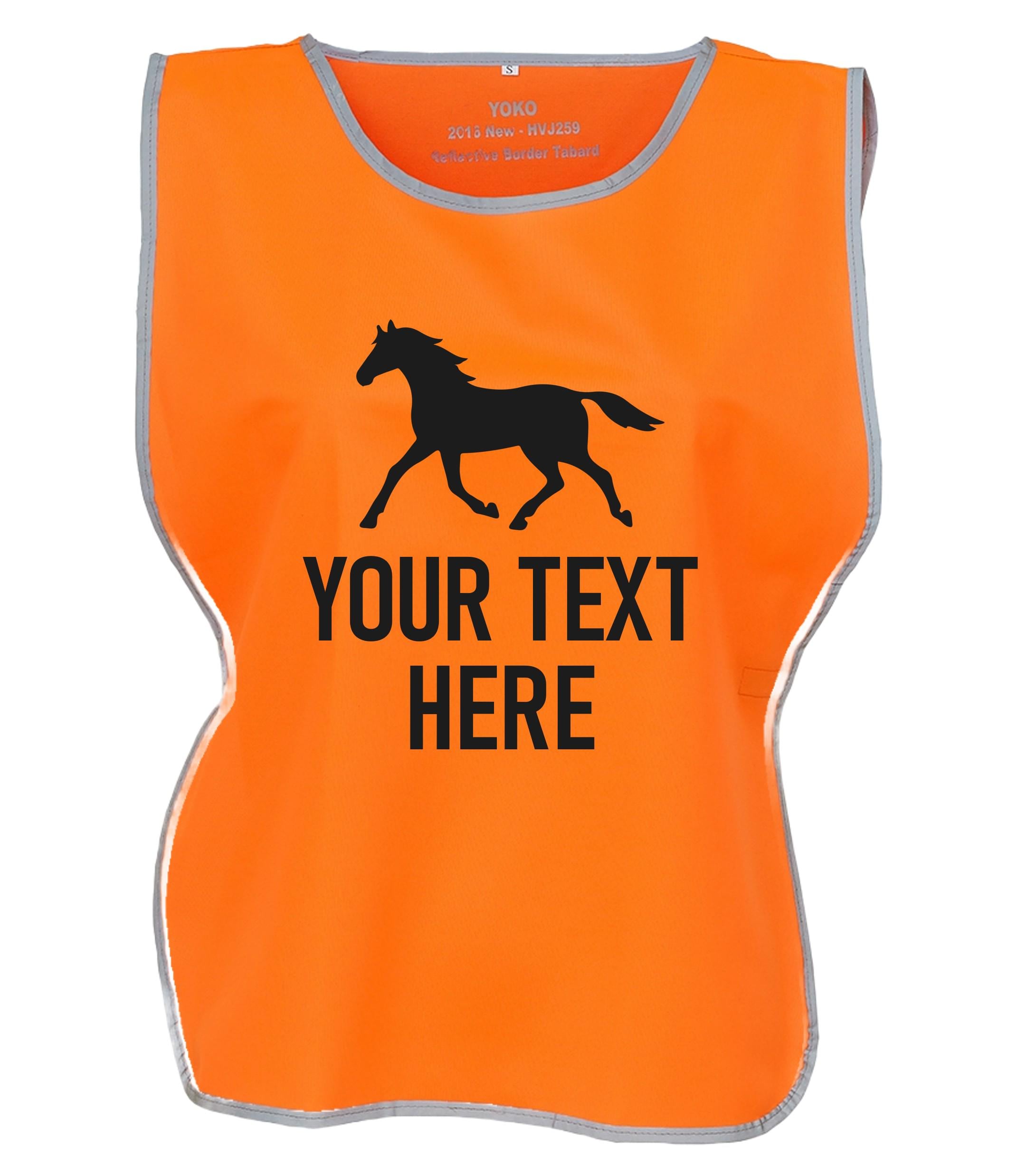 Personalised Kids & Adults Horse Riding Hi-Vis Tabard Waistcoat Reflective Safety Vest