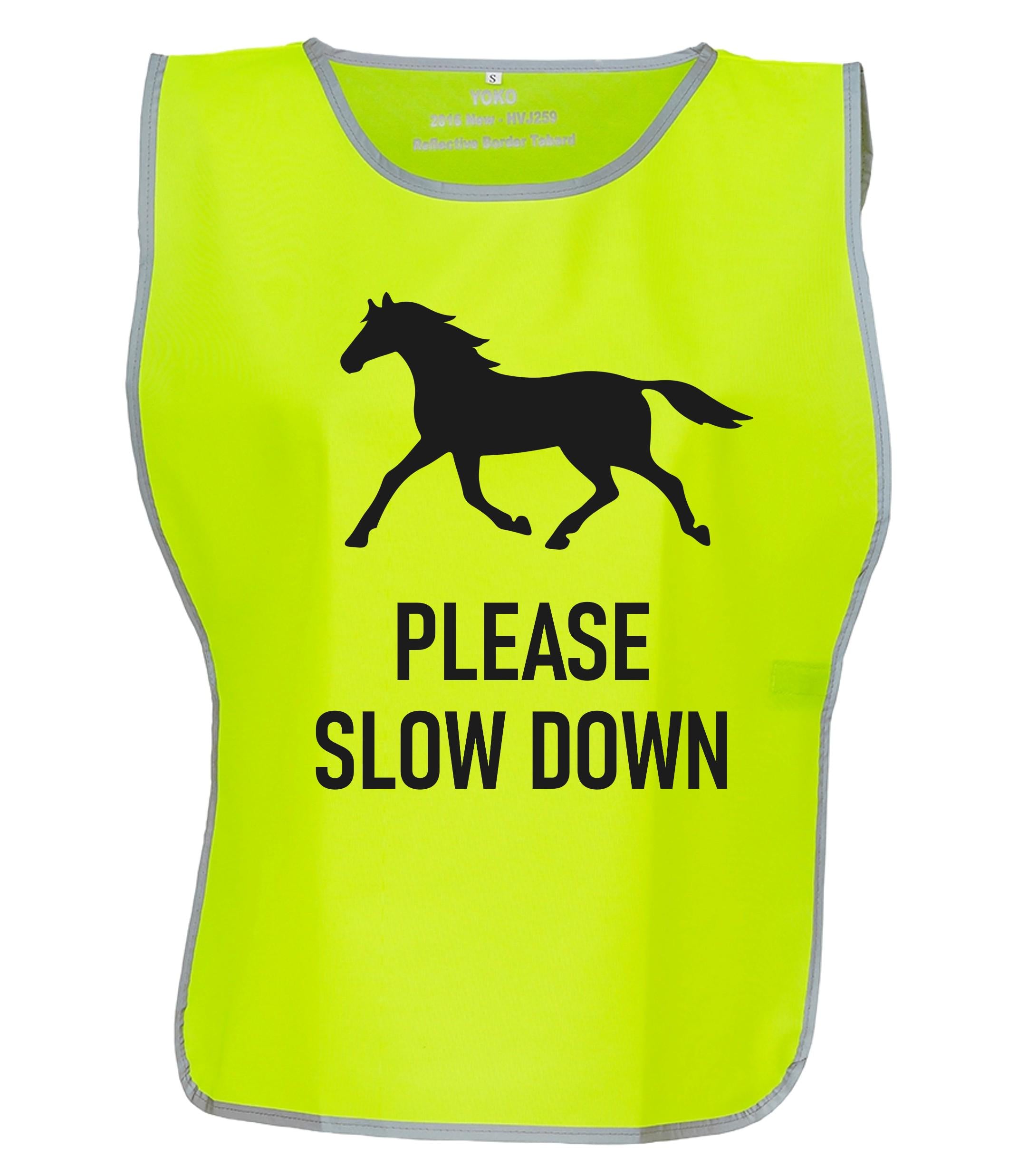 Kids & Adults Horse Riding Please Slow Down Hi-Vis Tabard Waistcoat Reflective Safety Vest