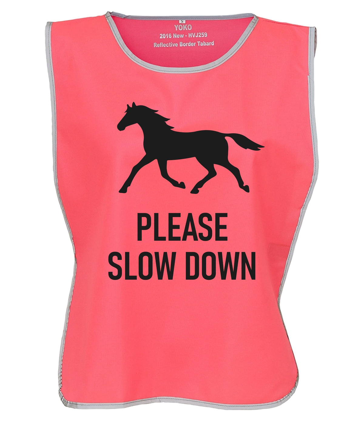 Kids & Adults Horse Riding Please Slow Down Hi-Vis Tabard Waistcoat Reflective Safety Vest