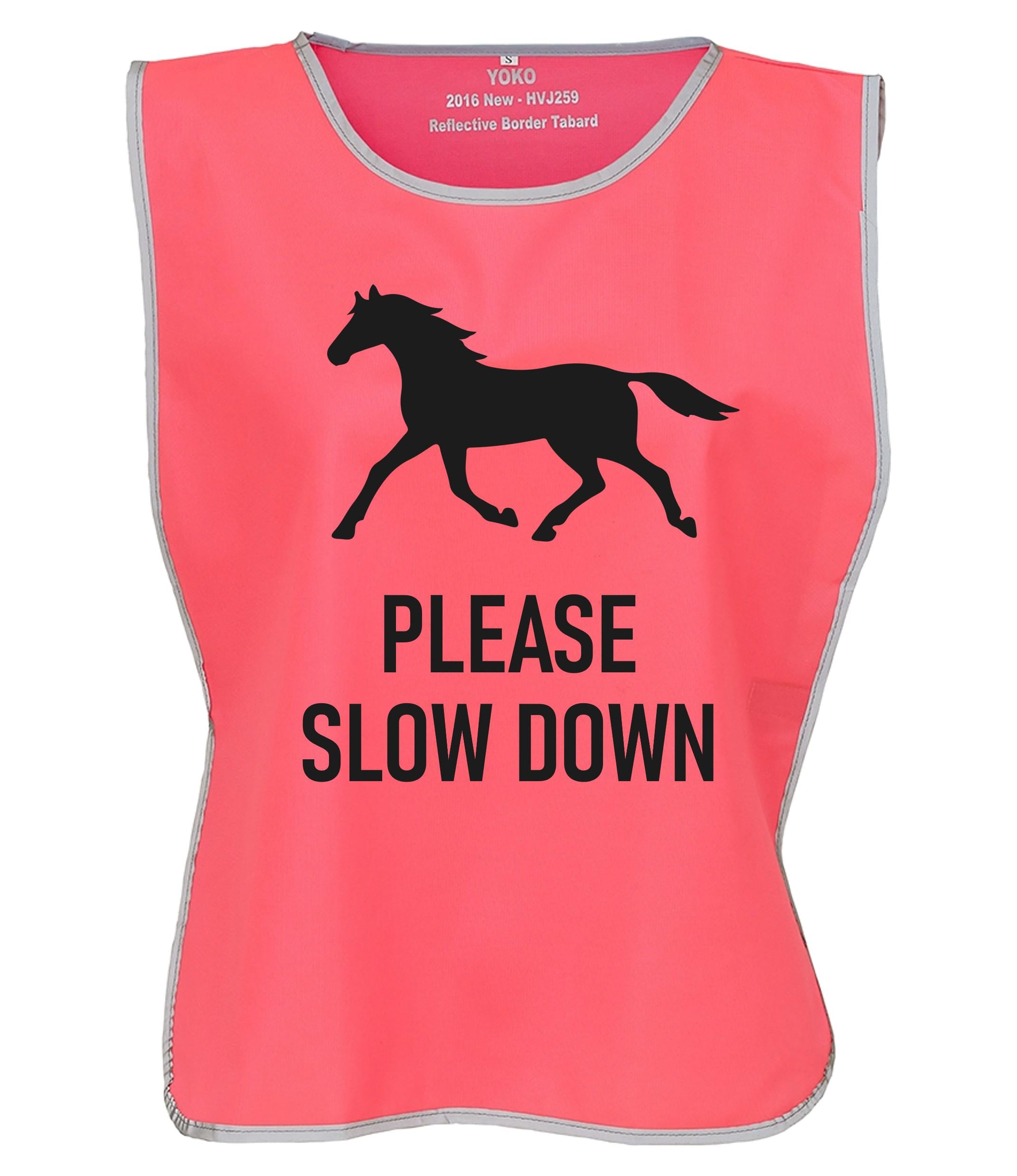 Kids & Adults Horse Riding Please Slow Down Hi-Vis Tabard Waistcoat Reflective Safety Vest