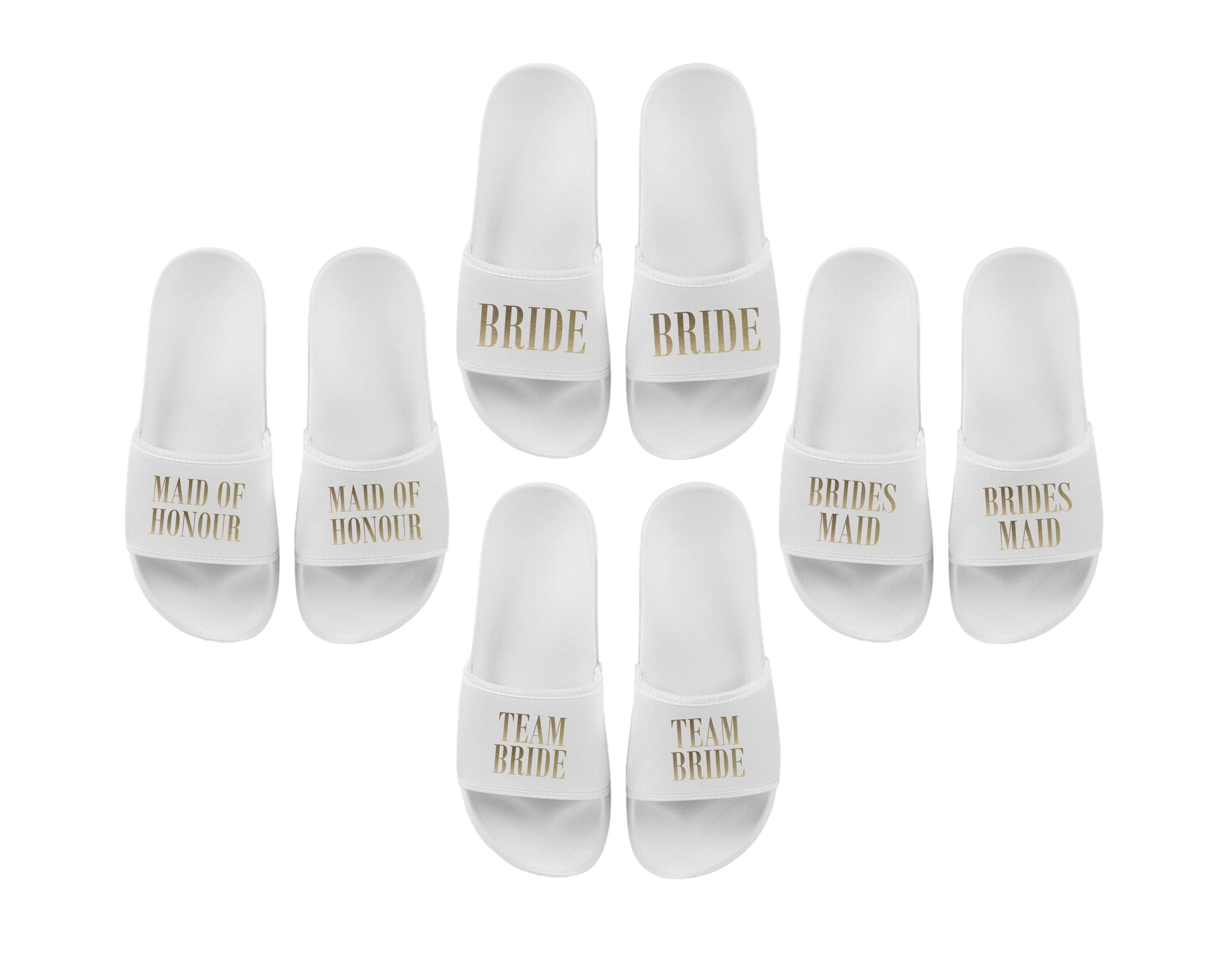 Bride, Bridesmaid, Maid of Honour, Team Bride Matching Sliders Hen Do Wedding Party Slippers