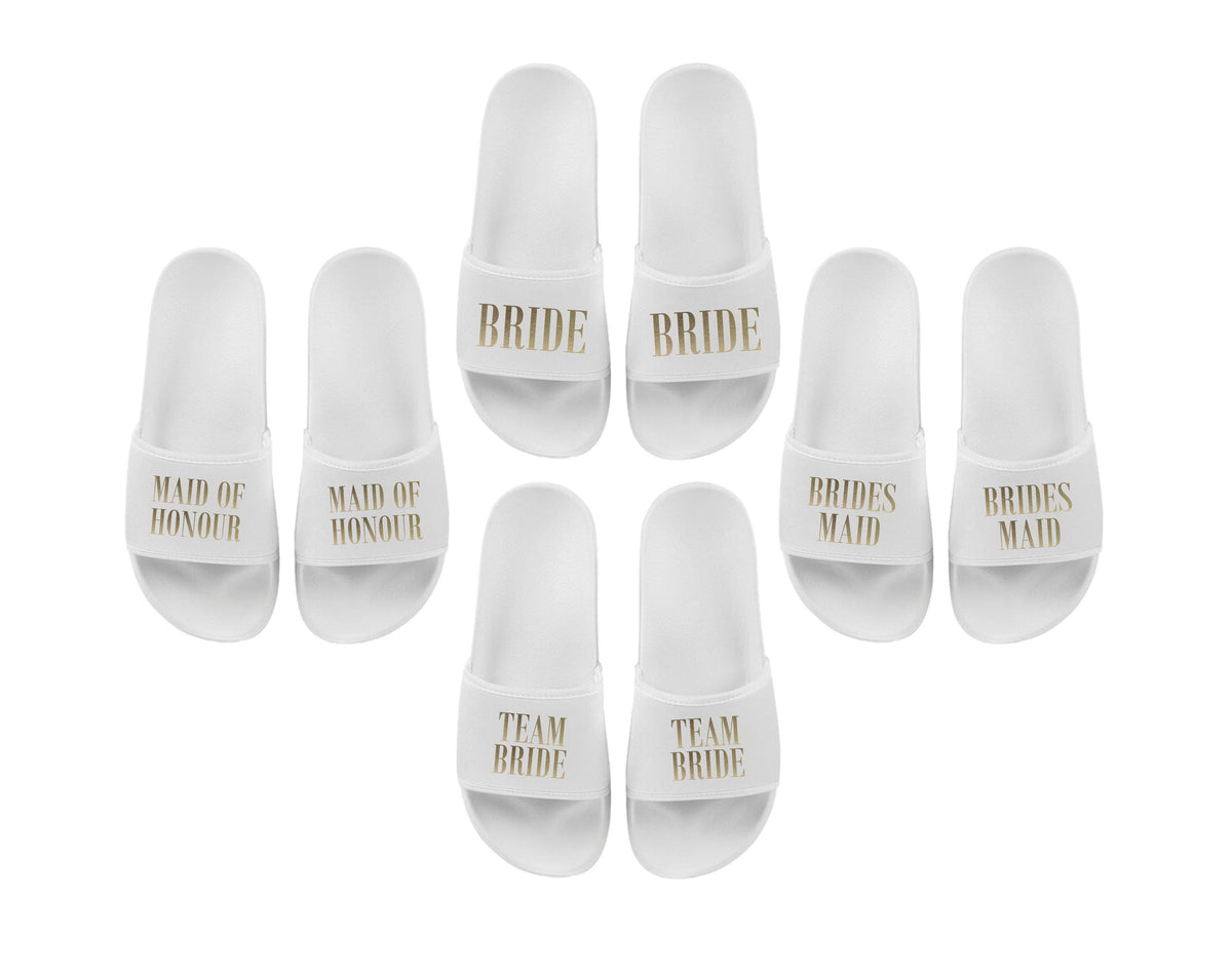 Bride, Bridesmaid, Maid of Honour, Team Bride Matching Sliders Hen Do Wedding Party Slippers