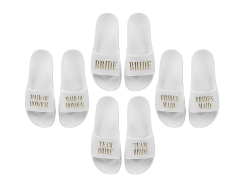 Bride, Bridesmaid, Maid of Honour, Team Bride Matching Sliders Hen Do Wedding Party Slippers