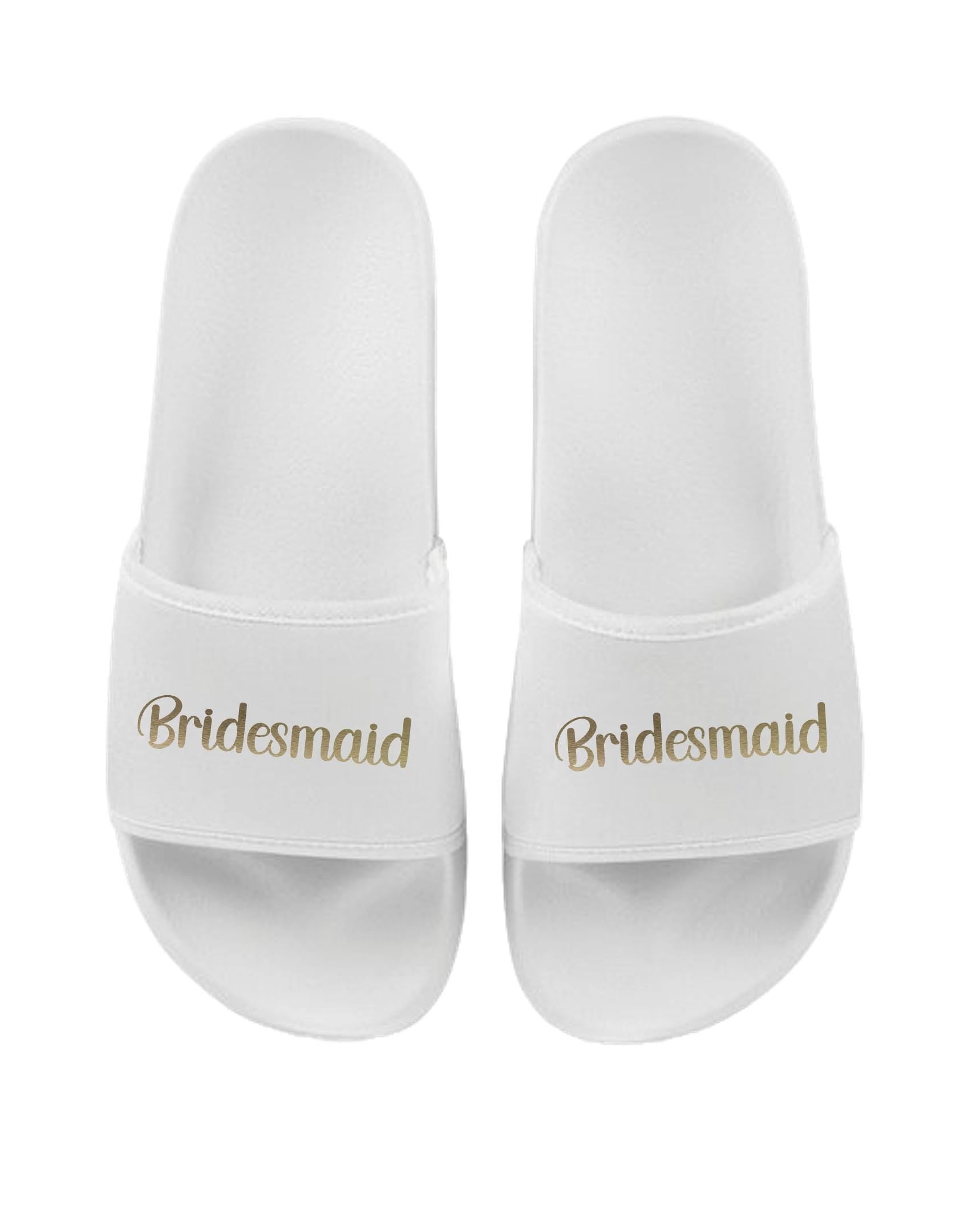 Bride, Bridesmaid, Maid of Honour, Team Bride Matching Sliders Hen Do Wedding Party Slippers