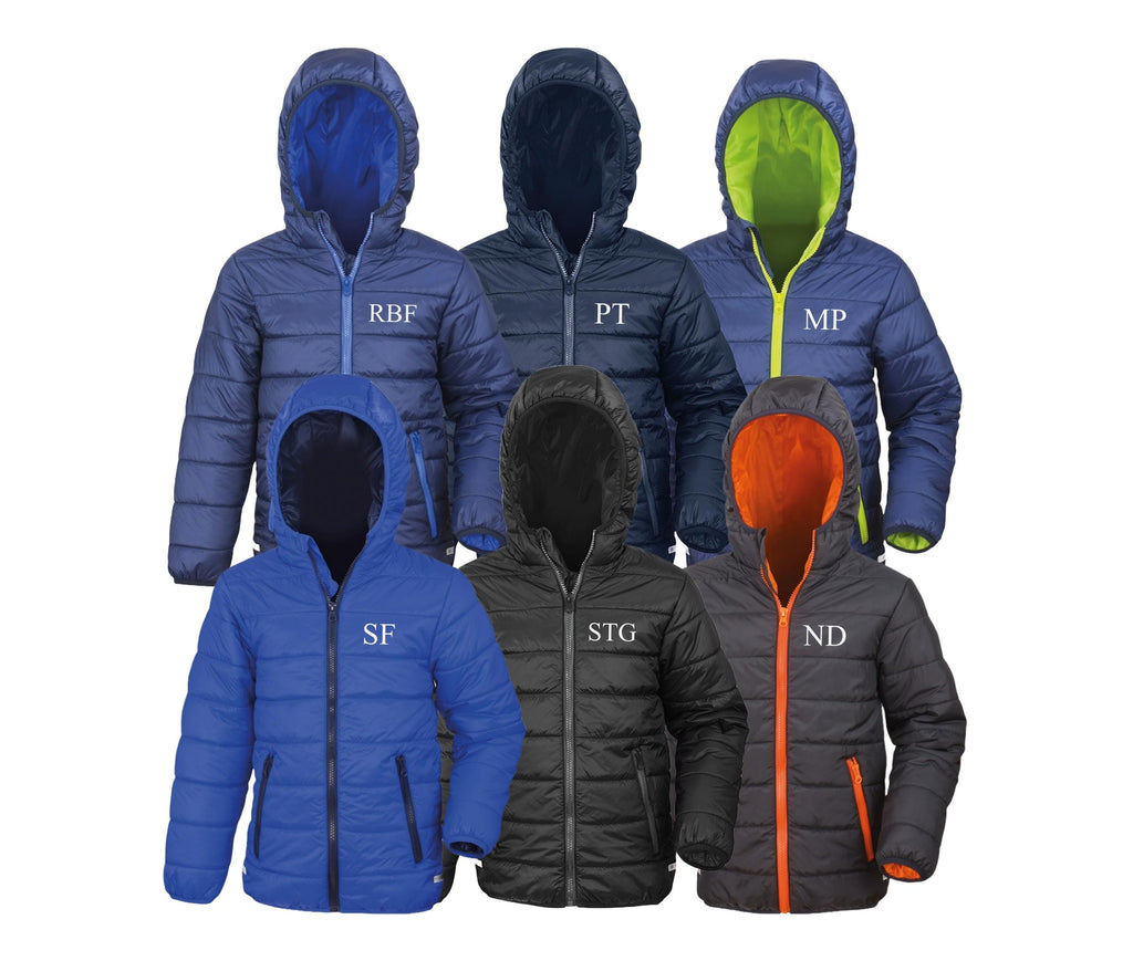 Personalised Kids Padded Puffer Jacket Showerproof & Windproof Custom Text Initials School Coat