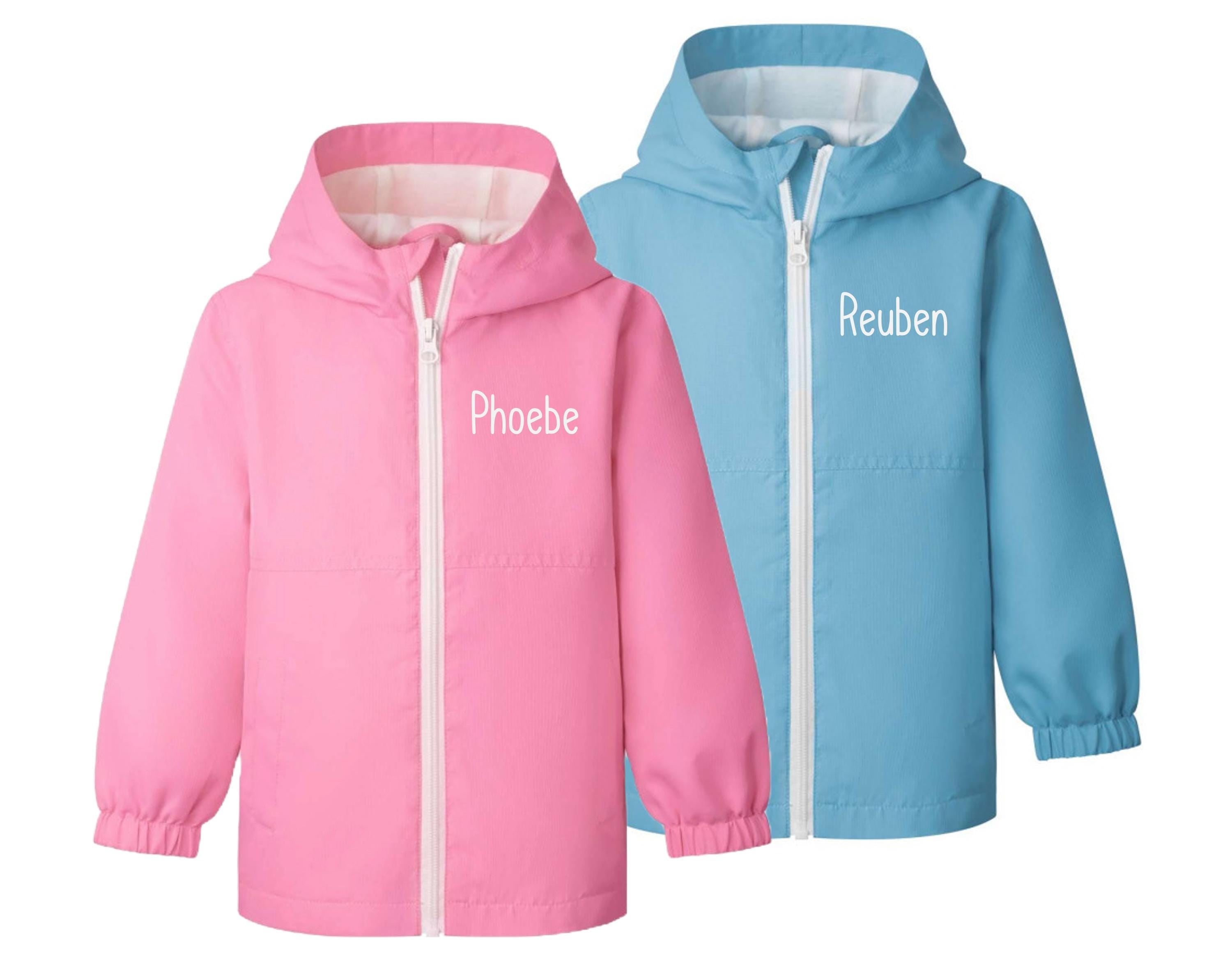 Personalised Kids & Toddlers Rain Coat Custom Text Initials School Nursery Showerproof Jacket