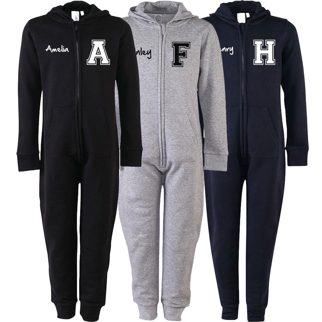 Adults Personalised Varsity Name & Initial Onesie Your Custom Text All In One