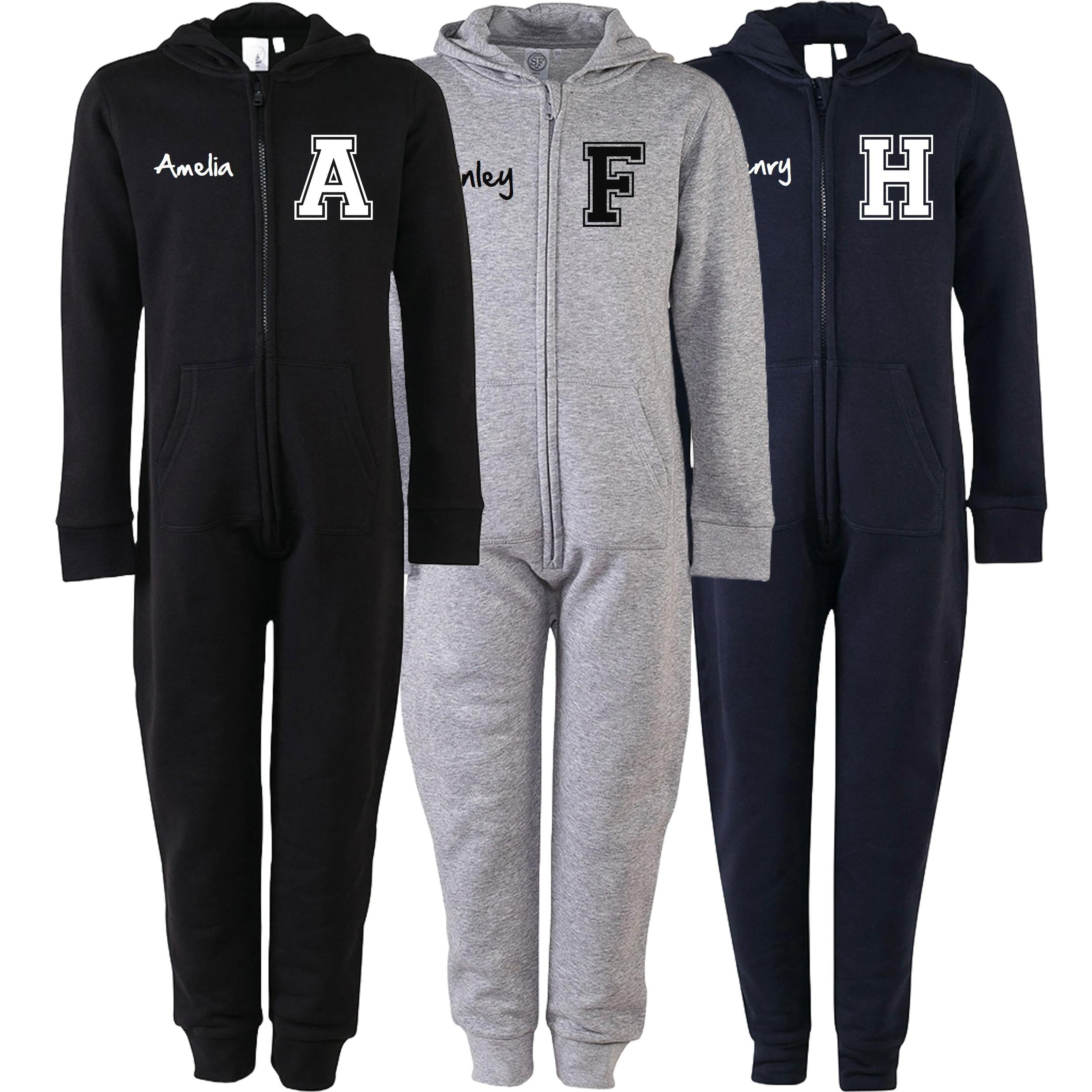 Adults Personalised Varsity Name & Initial Onesie Your Custom Text All In One