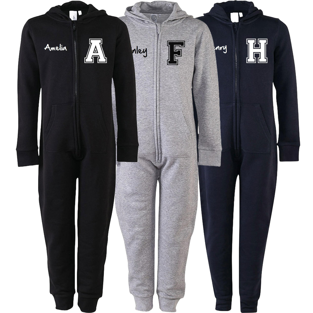 Adults Personalised Varsity Name & Initial Onesie Your Custom Text All In One