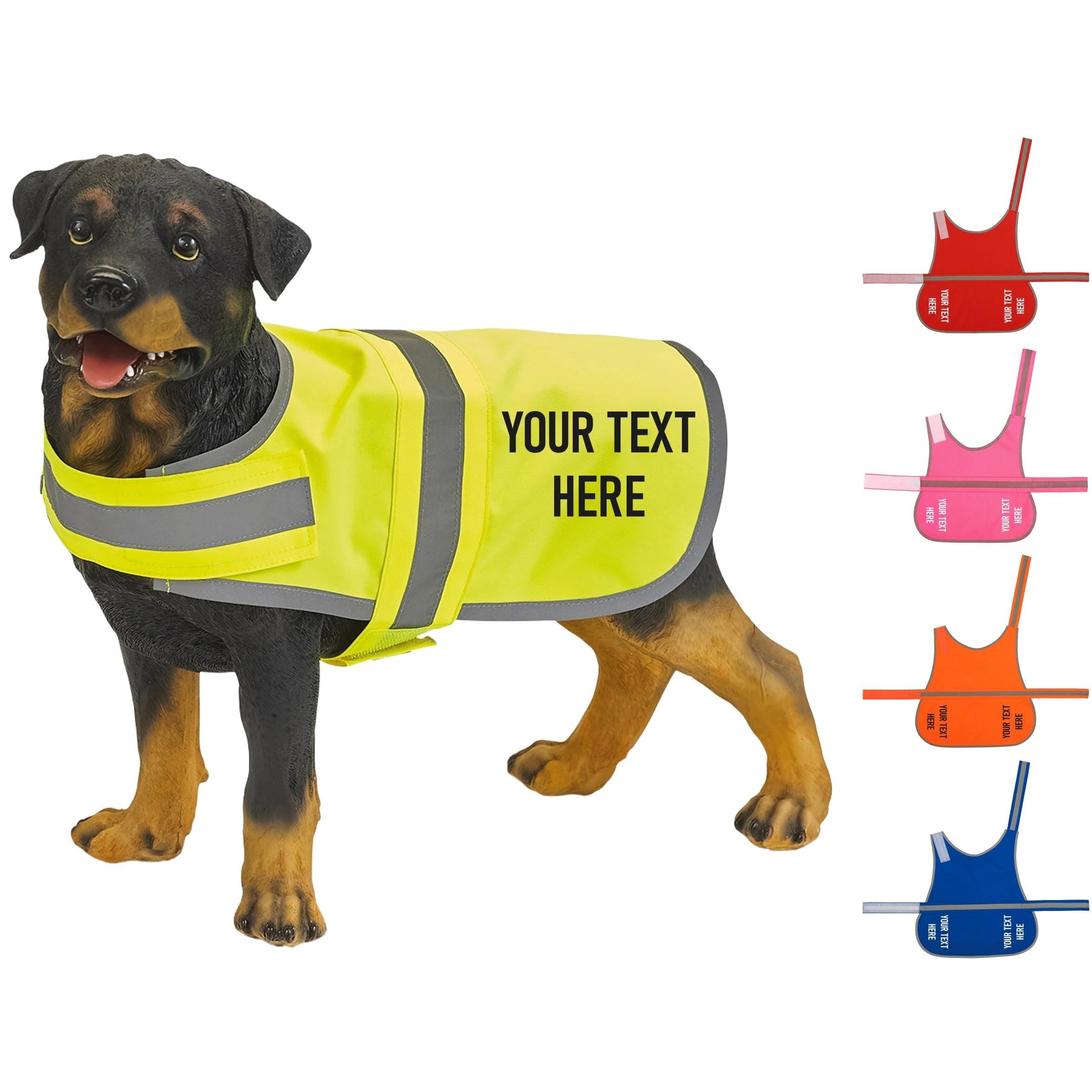 Personalised Text Hi-Vis Dog Vest Walking Training Reflective Safety Jacket Scared Reactive